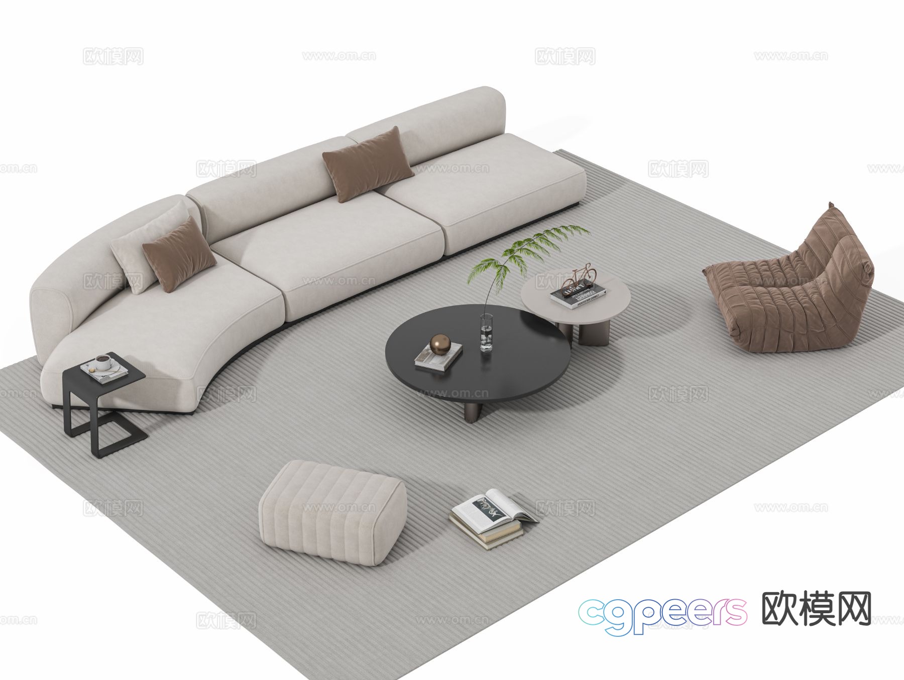 Cream style sofa modular sofa 3d model Cream style sofa modular sofa 3d model