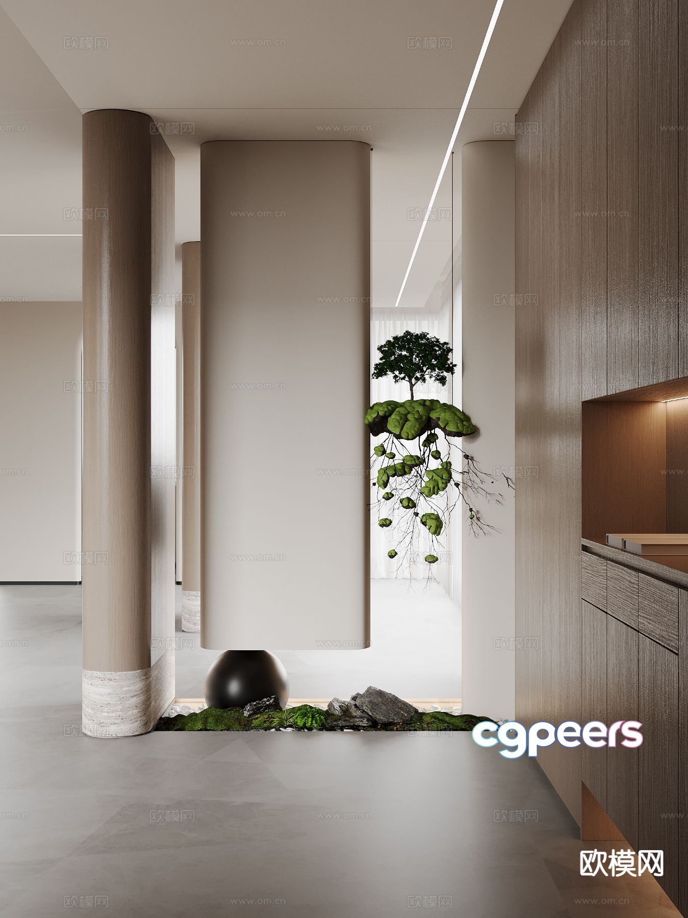 Modern entrance aisle 3D model Modern entrance aisle 3D model