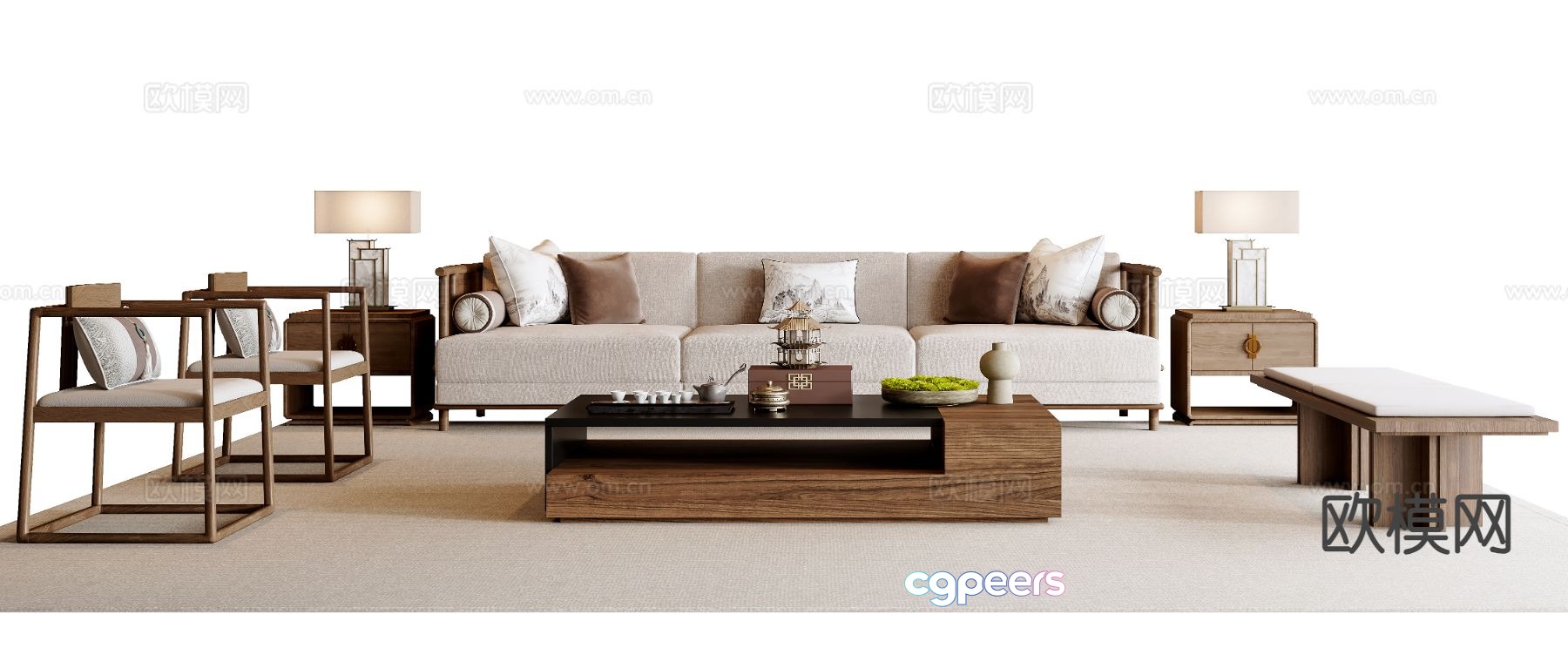 New Chinese style sofa modular sofa 3d model New Chinese style sofa modular sofa 3d model