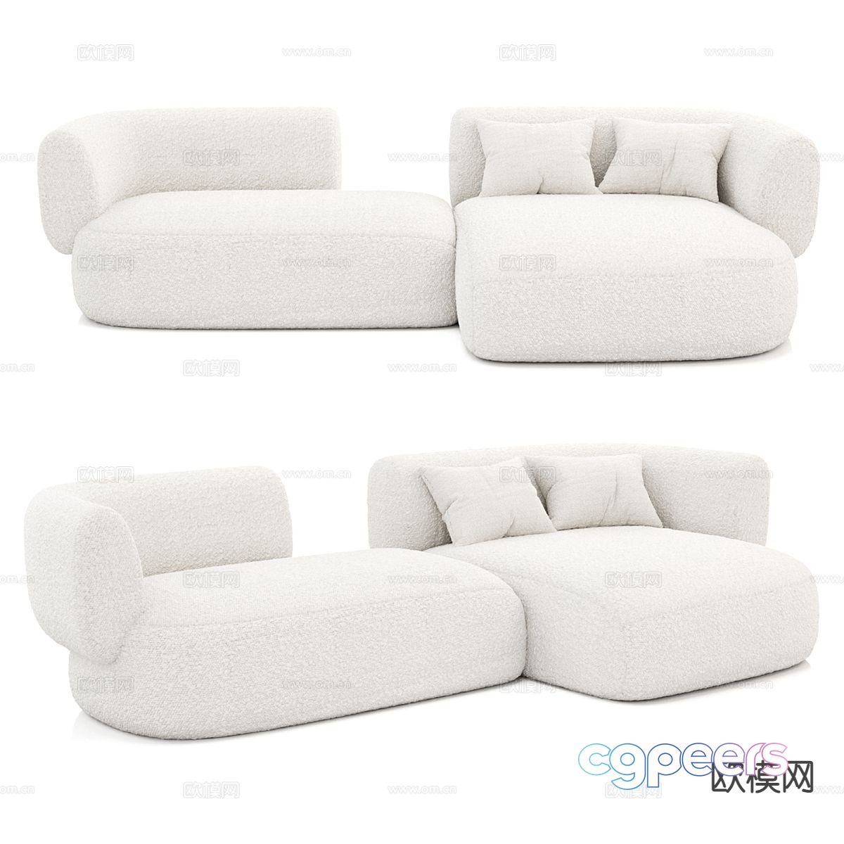 Cream style double sofa corner sofa 3d model Cream style double sofa corner sofa 3d model