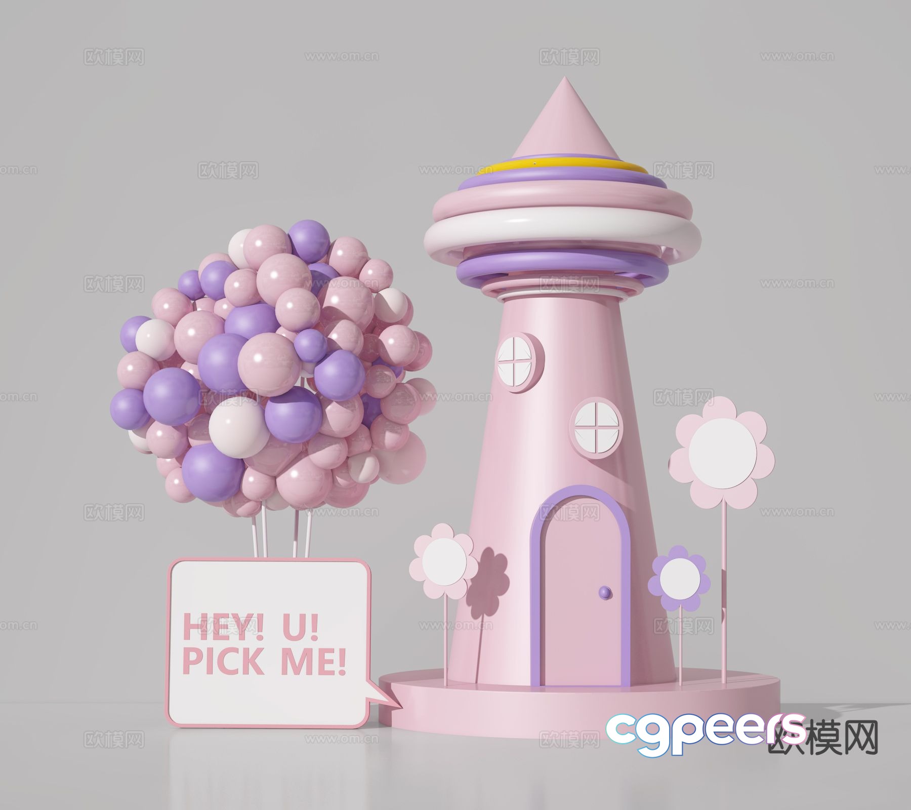 Internet celebrity balloon display 3D model Internet celebrity balloon display 3D model