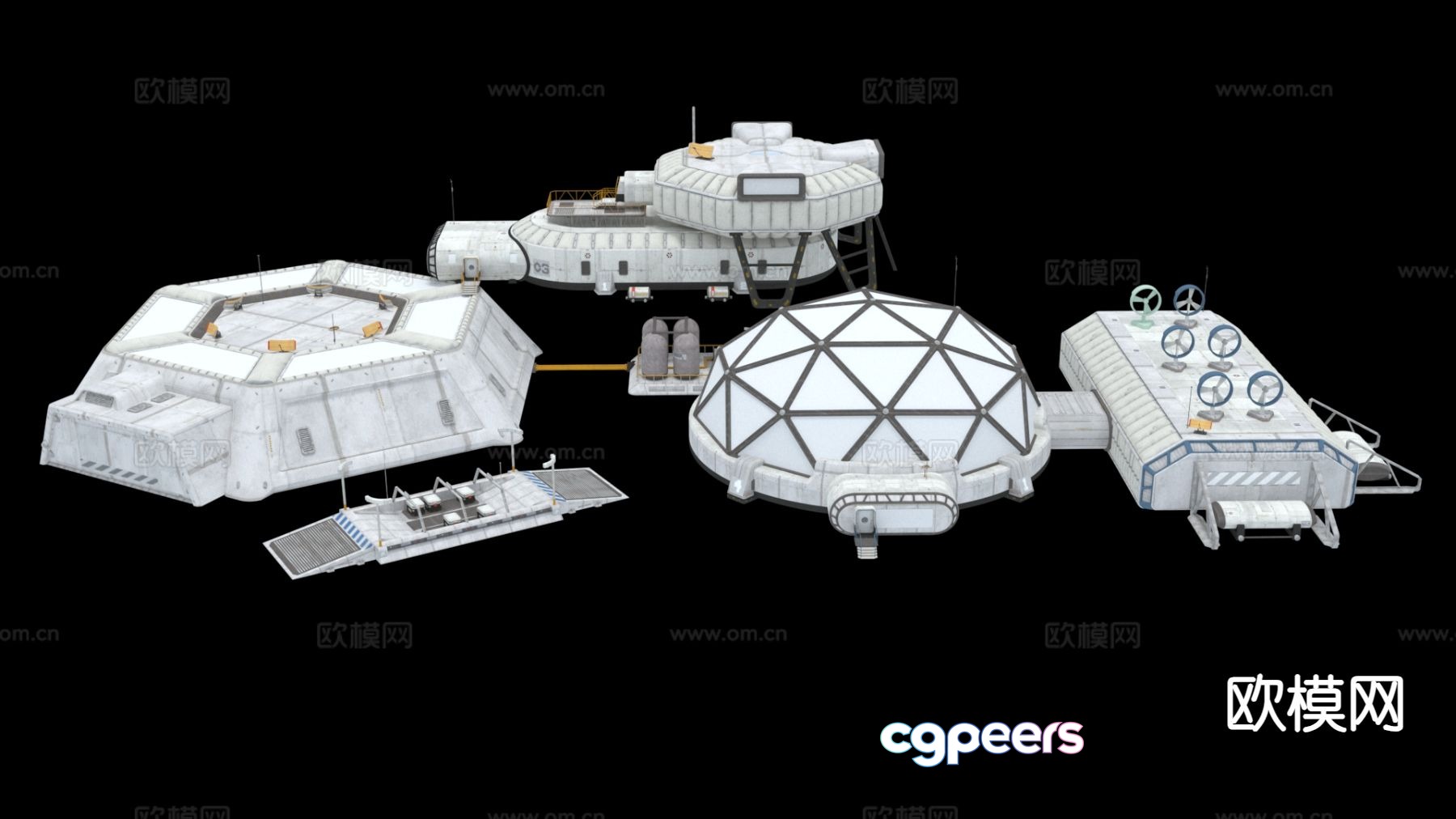 Moon base space equipment 3d model Moon base space equipment 3d model