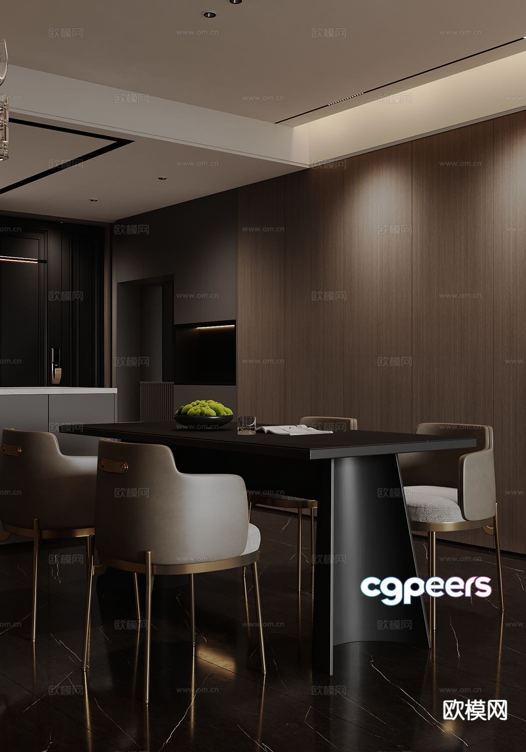 Italian dining table and chairs strip dining table 3D model Italian dining table and chairs strip dining table 3D model