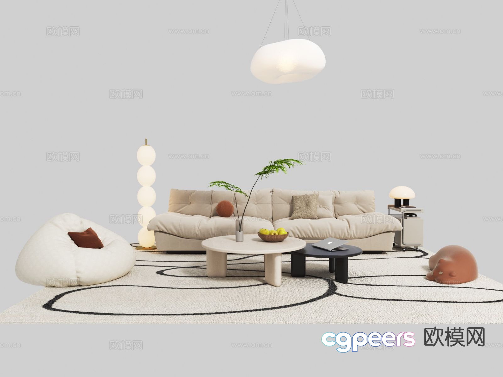 Cream style sofa cloud sofa modular sofa 3d model Cream style sofa cloud sofa modular sofa 3d model