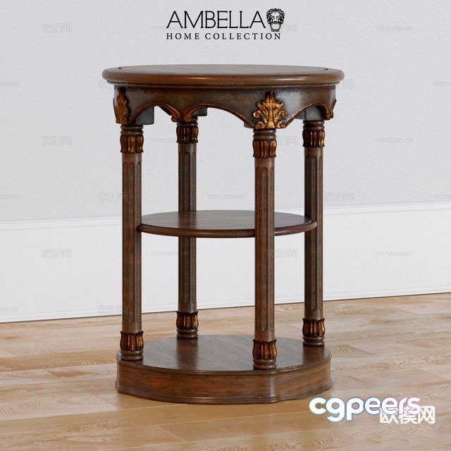 European solid wood side table corner table round table 3D model European solid wood side table corner table round table 3D model