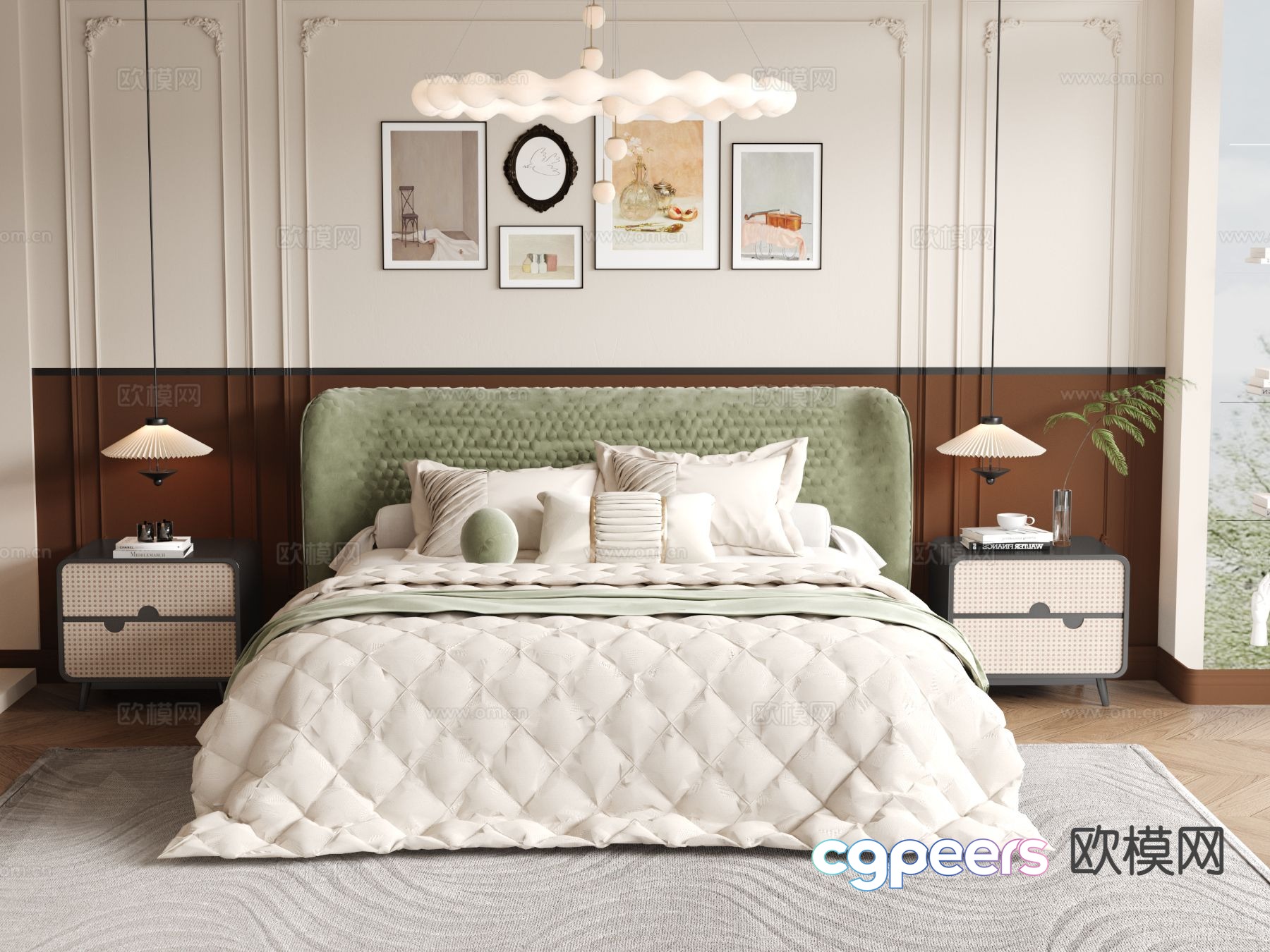 French double bed 3d model French double bed 3d model