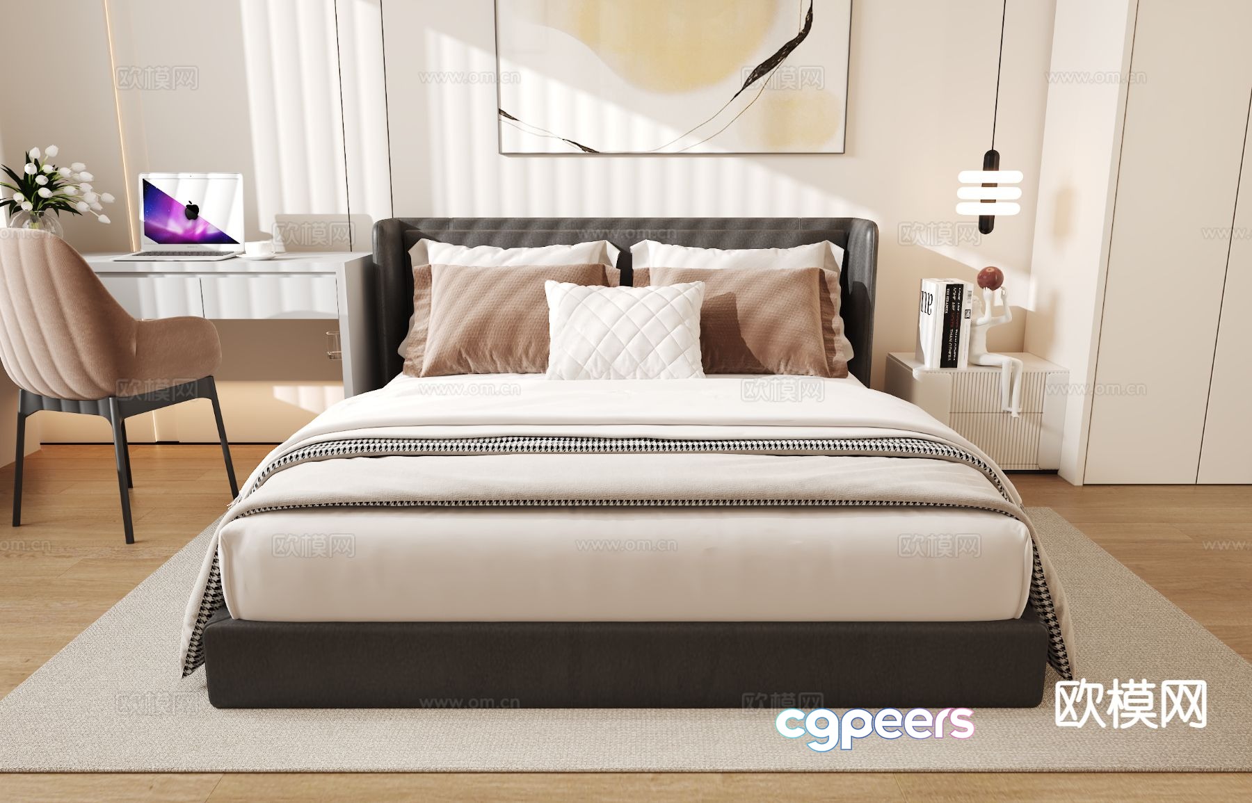 Modern double bed 3d model Modern double bed 3d model