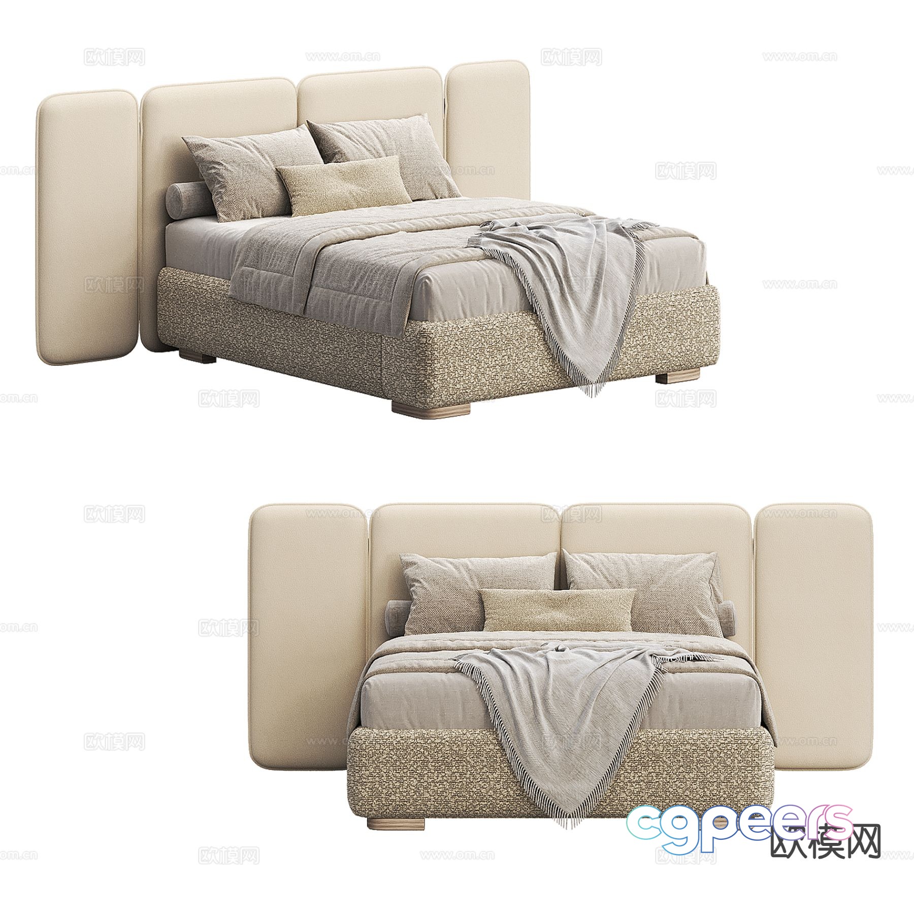 Modern double bed 3d model Modern double bed 3d model