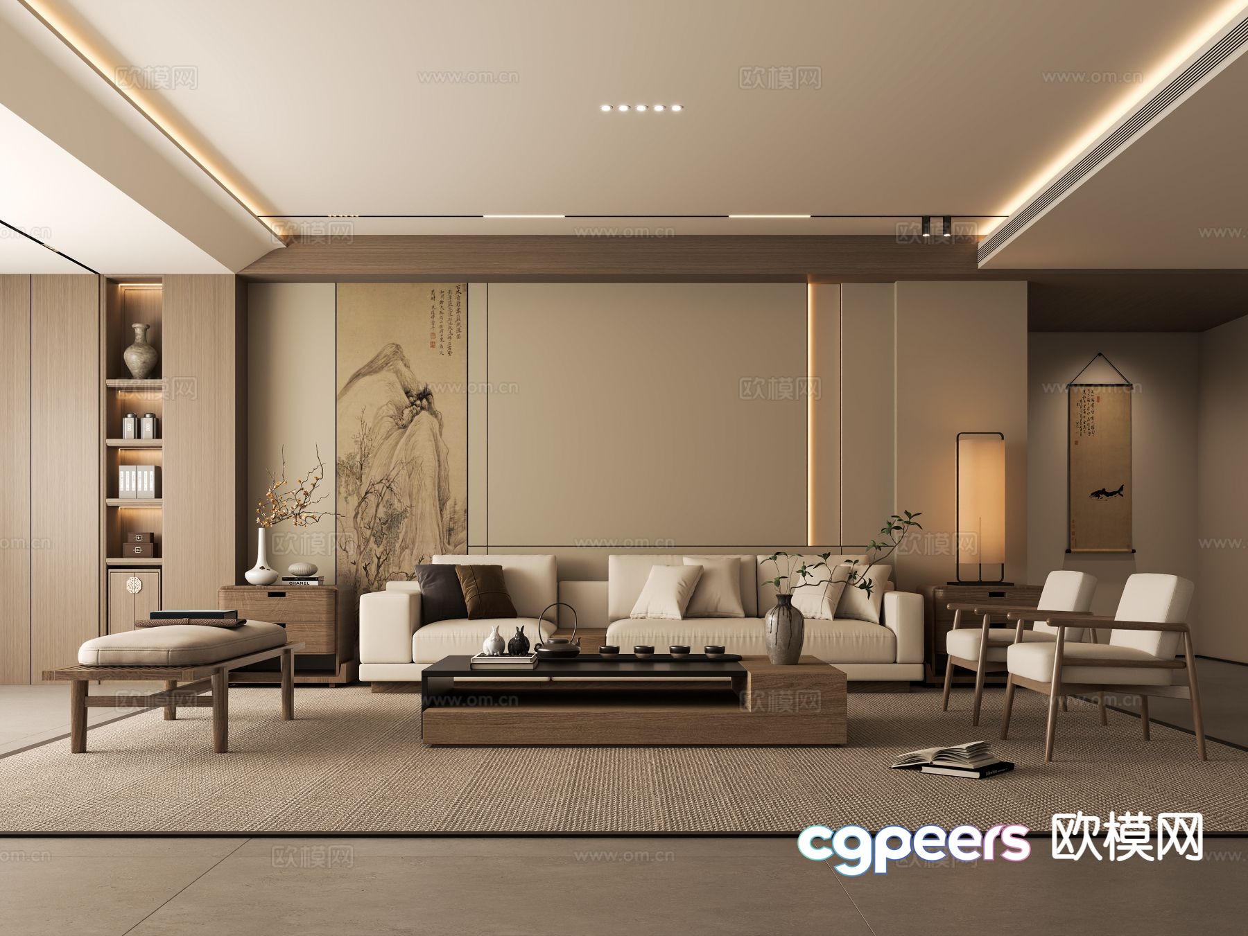 New Chinese style living room 3d model New Chinese style living room 3d model