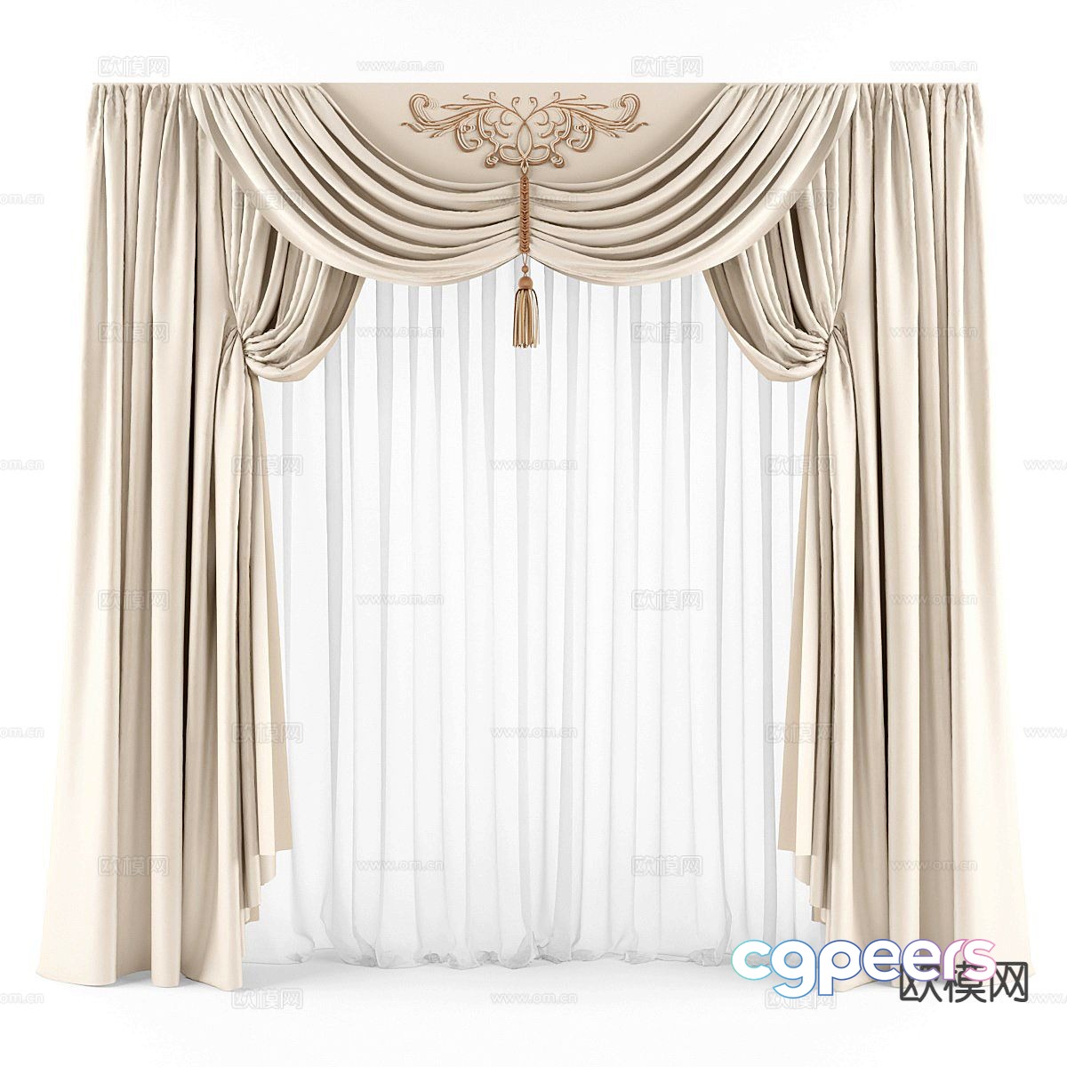 Simple European curtains screens gauze curtains 3D model Simple European curtains screens gauze curtains 3D model