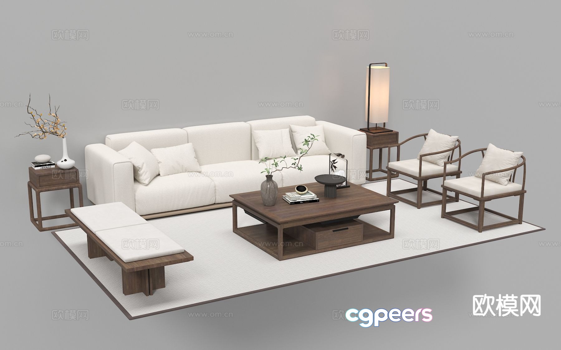 New Chinese style modular sofa 3d model New Chinese style modular sofa 3d model