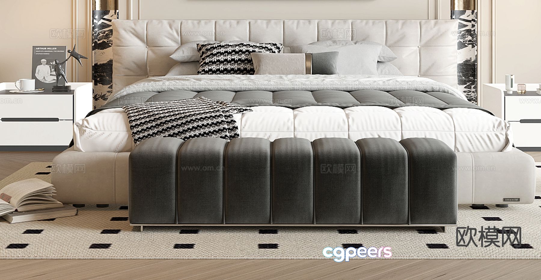 French double bed 3d model French double bed 3d model