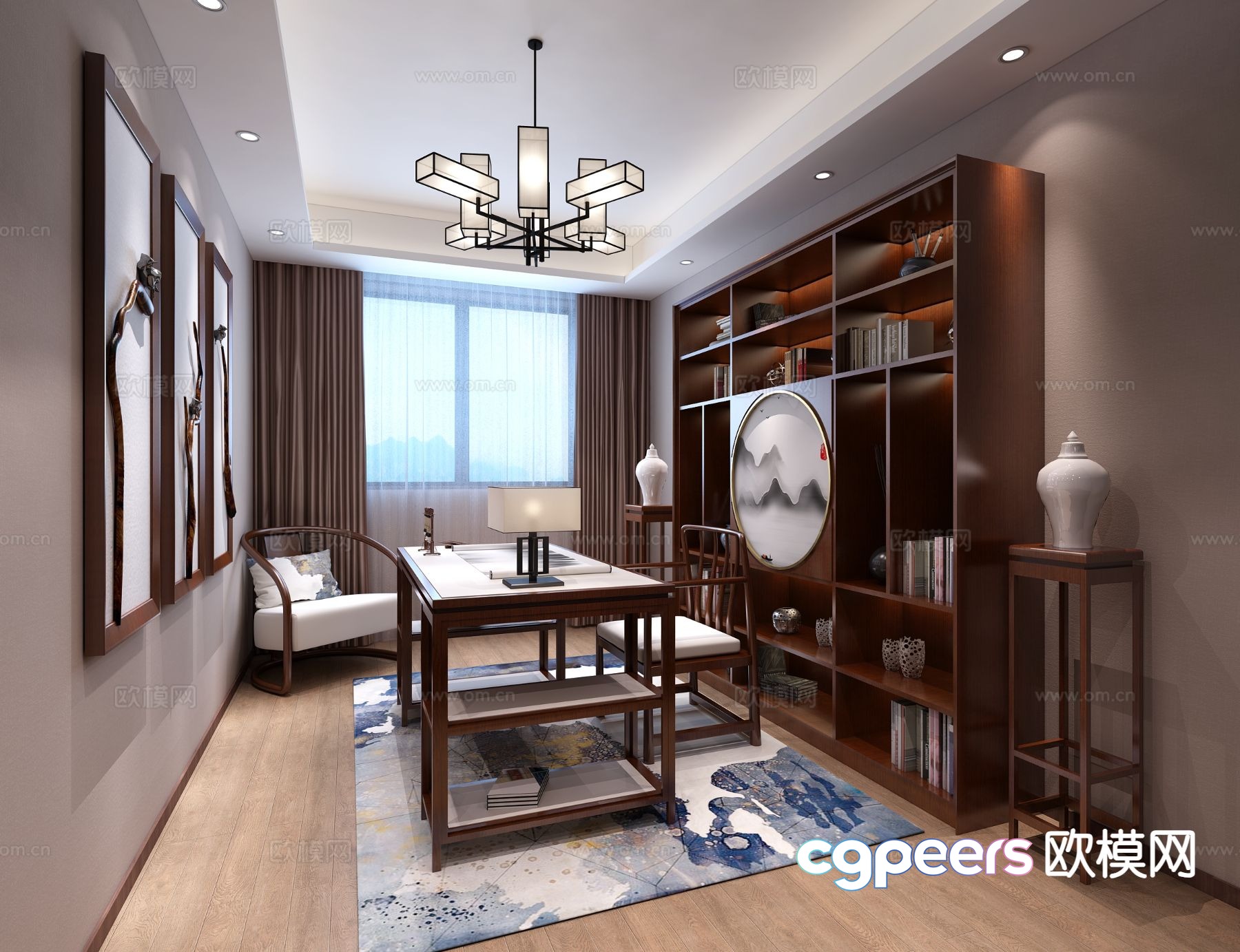 Chinese study room 3d model Chinese study room 3d model
