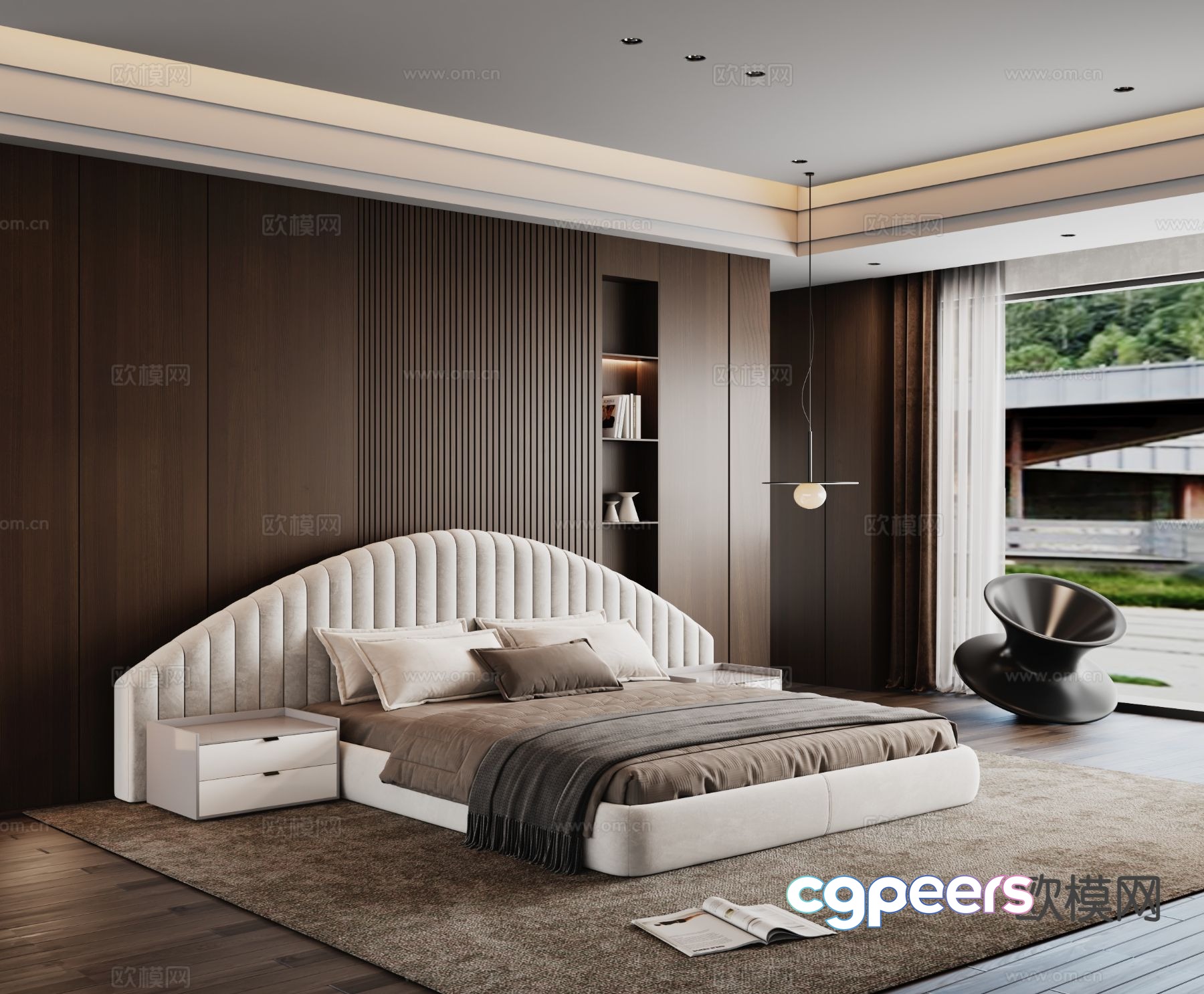 Modern double bed 3d model Modern double bed 3d model