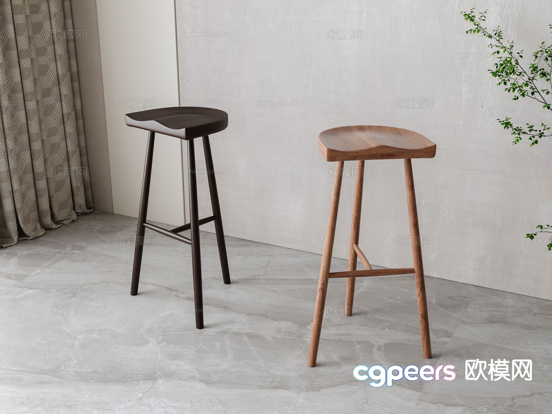 Nordic bar stool bar stool high stool 3d model Nordic bar stool bar stool high stool 3d model