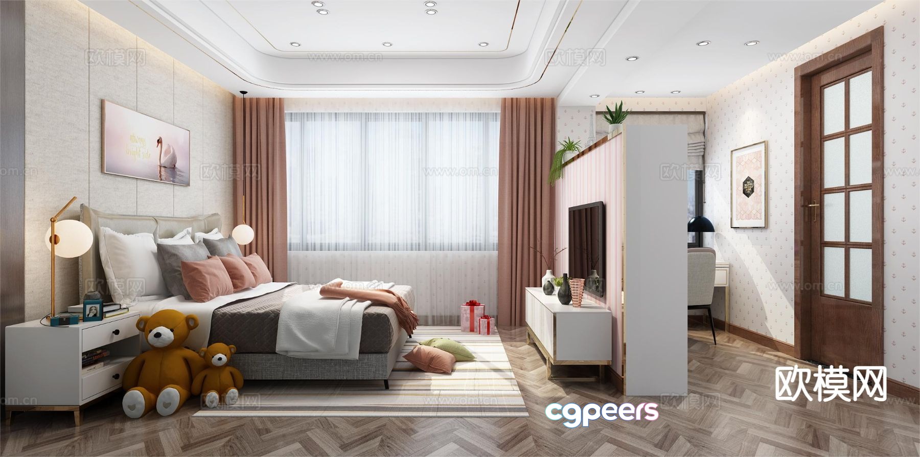 Modern bedroom girls room 3d model Modern bedroom girls room 3d model