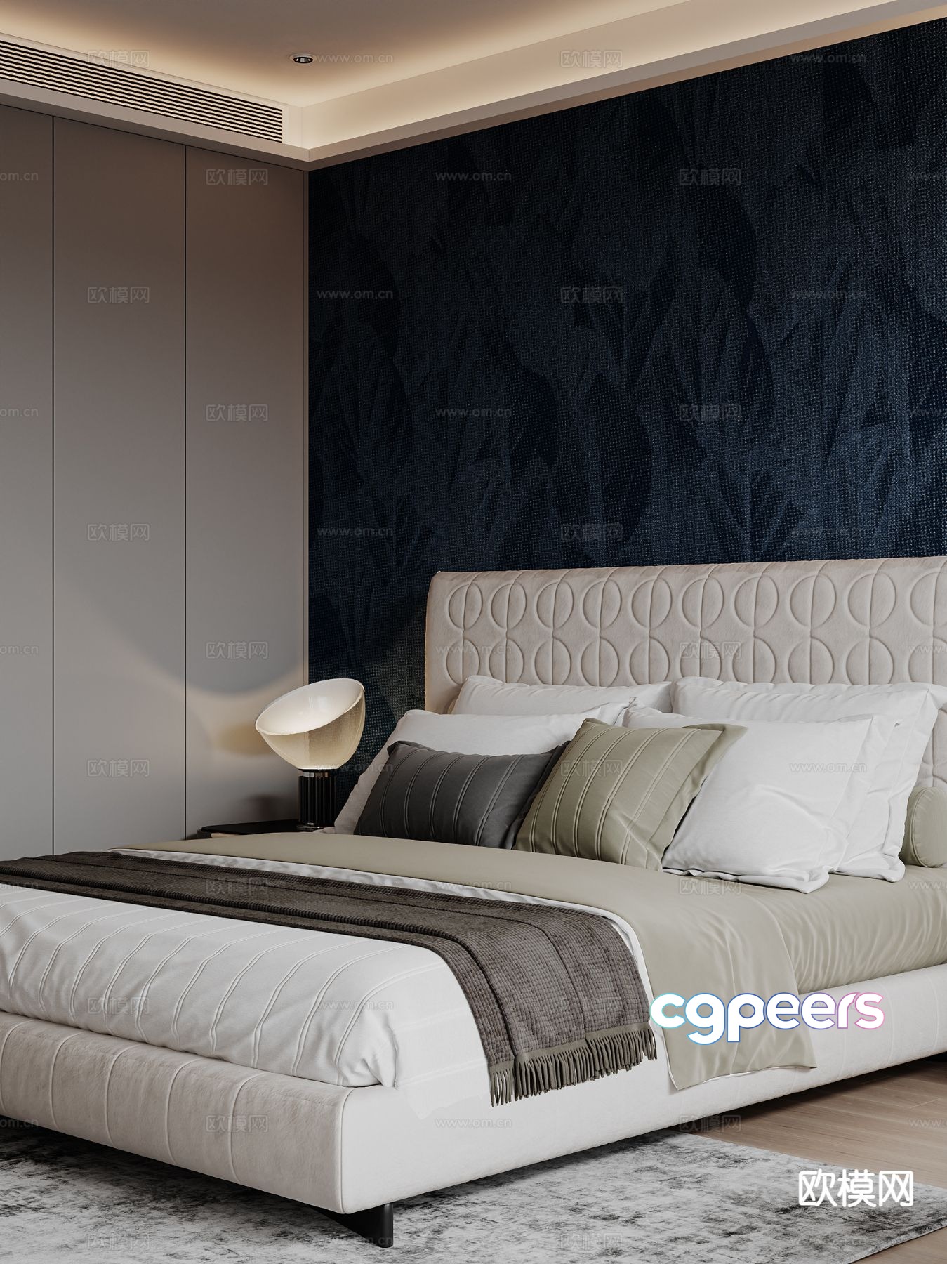 Modern double bed 3d model Modern double bed 3d model