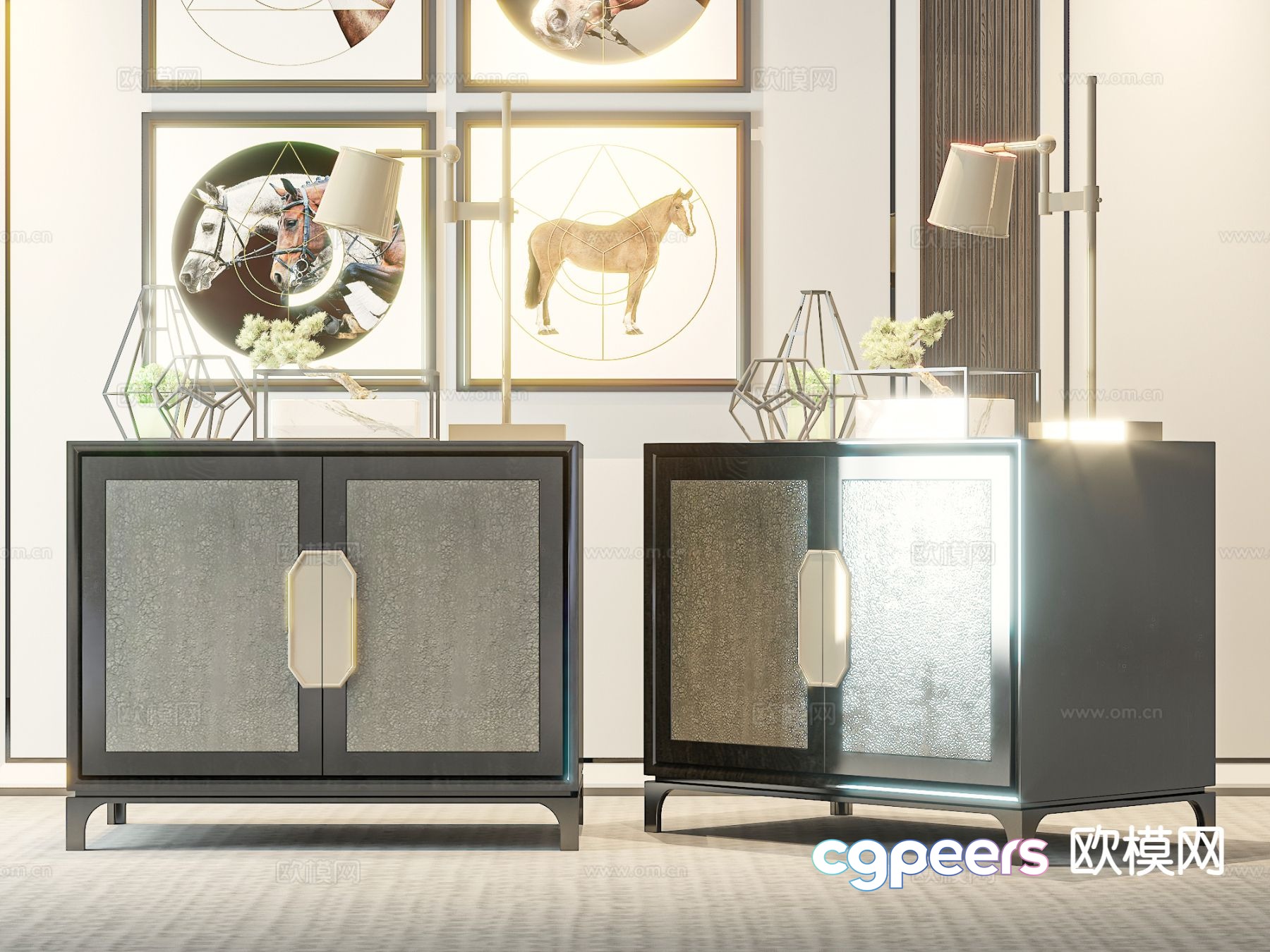 New Chinese style bedside table 3d model New Chinese style bedside table 3d model
