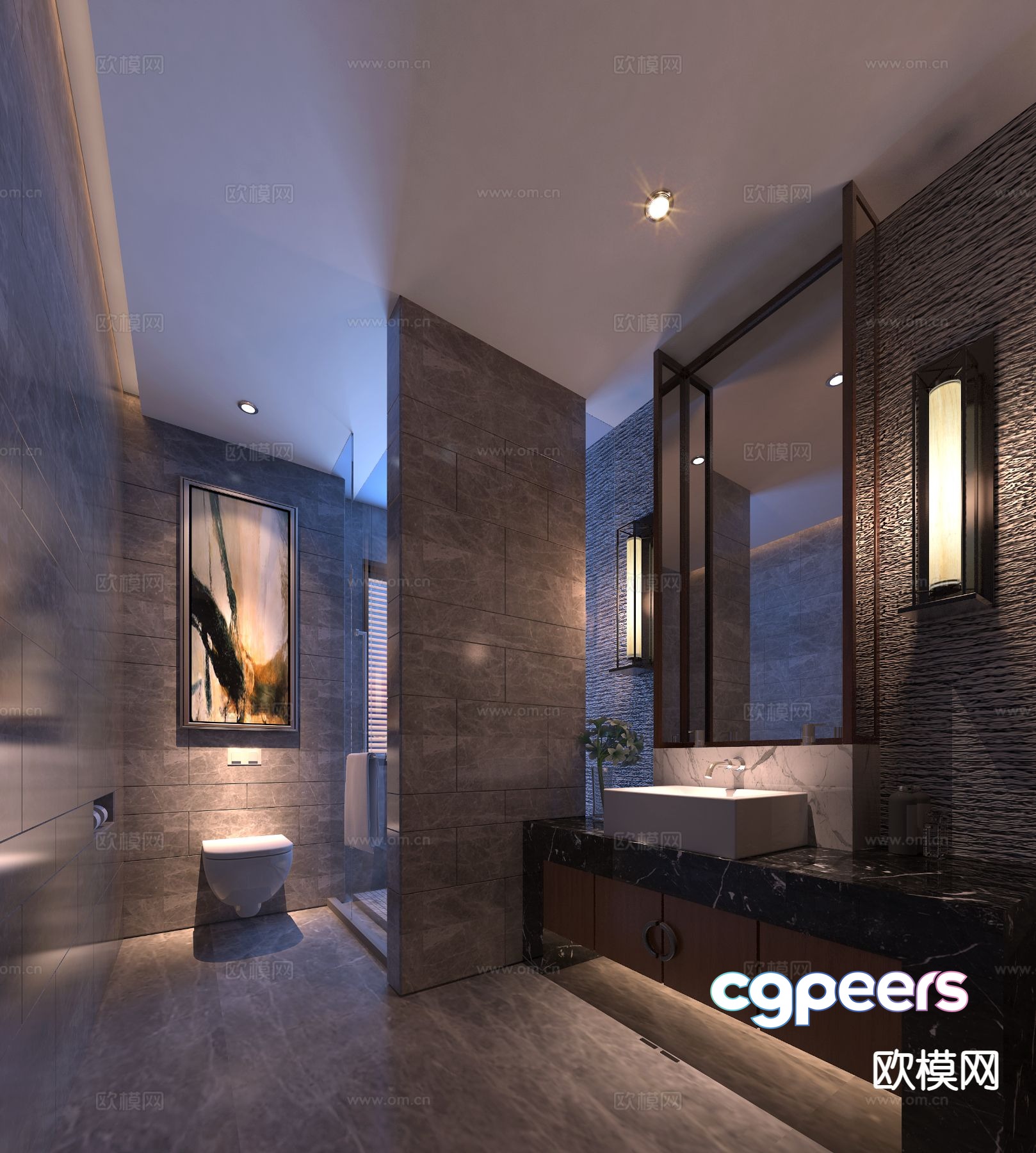 New Chinese style bathroom bathroom 3d model New Chinese style bathroom bathroom 3d model