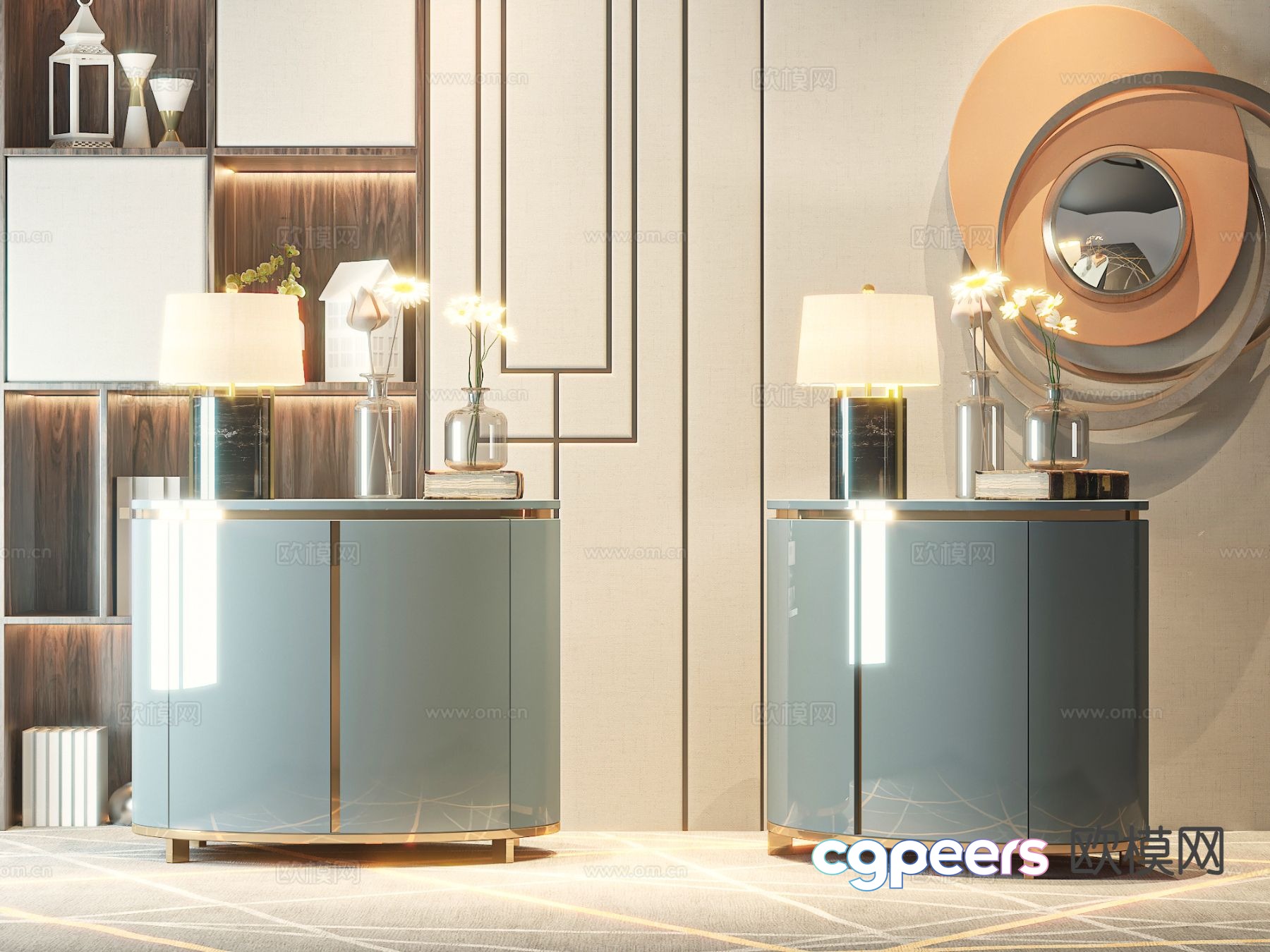 Light luxury bedside table 3D model Light luxury bedside table 3D model