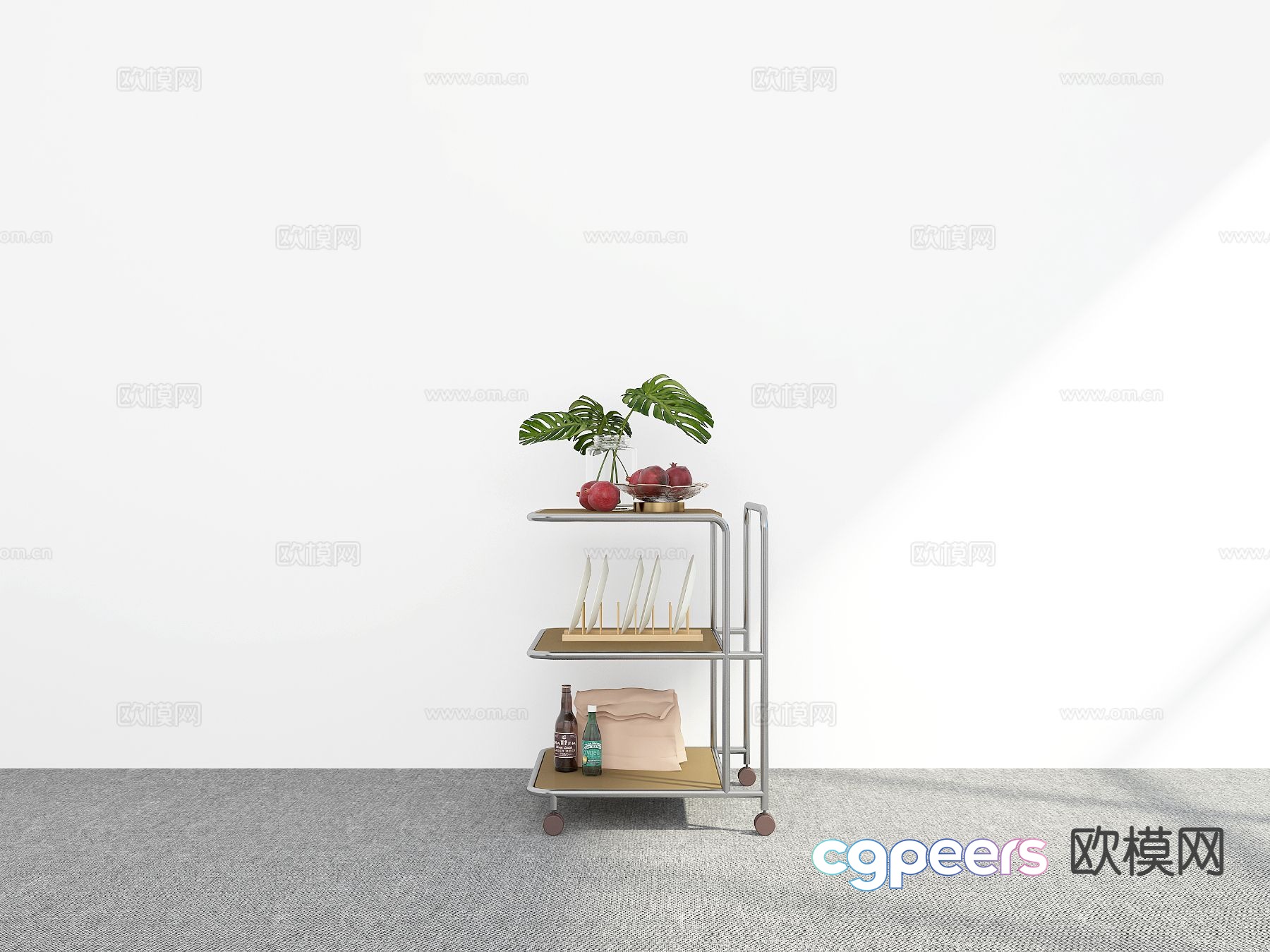 Modern trolley side table corner table table table 3D model Modern trolley side table corner table table table 3D model