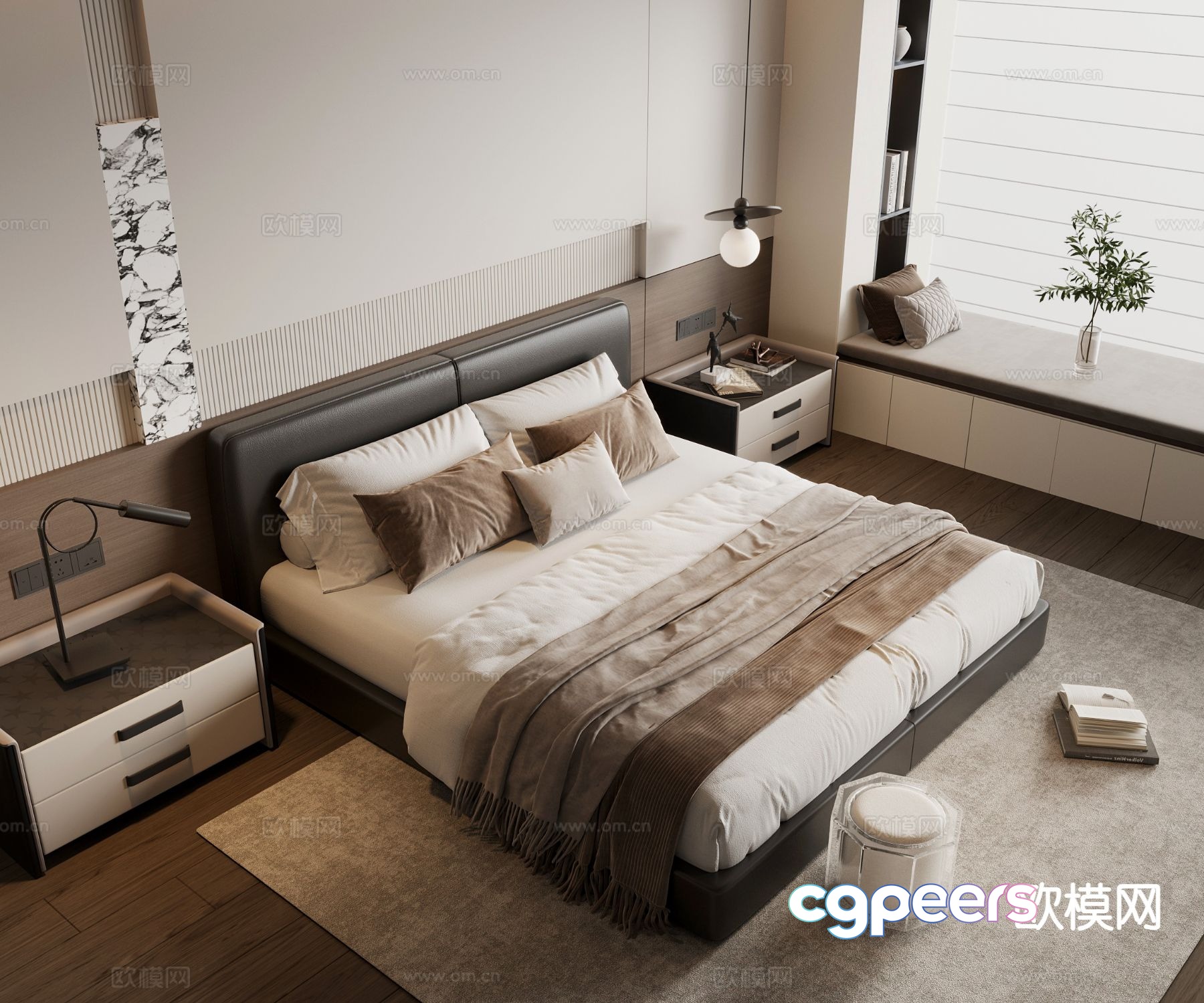 Modern double bed 3d model Modern double bed 3d model