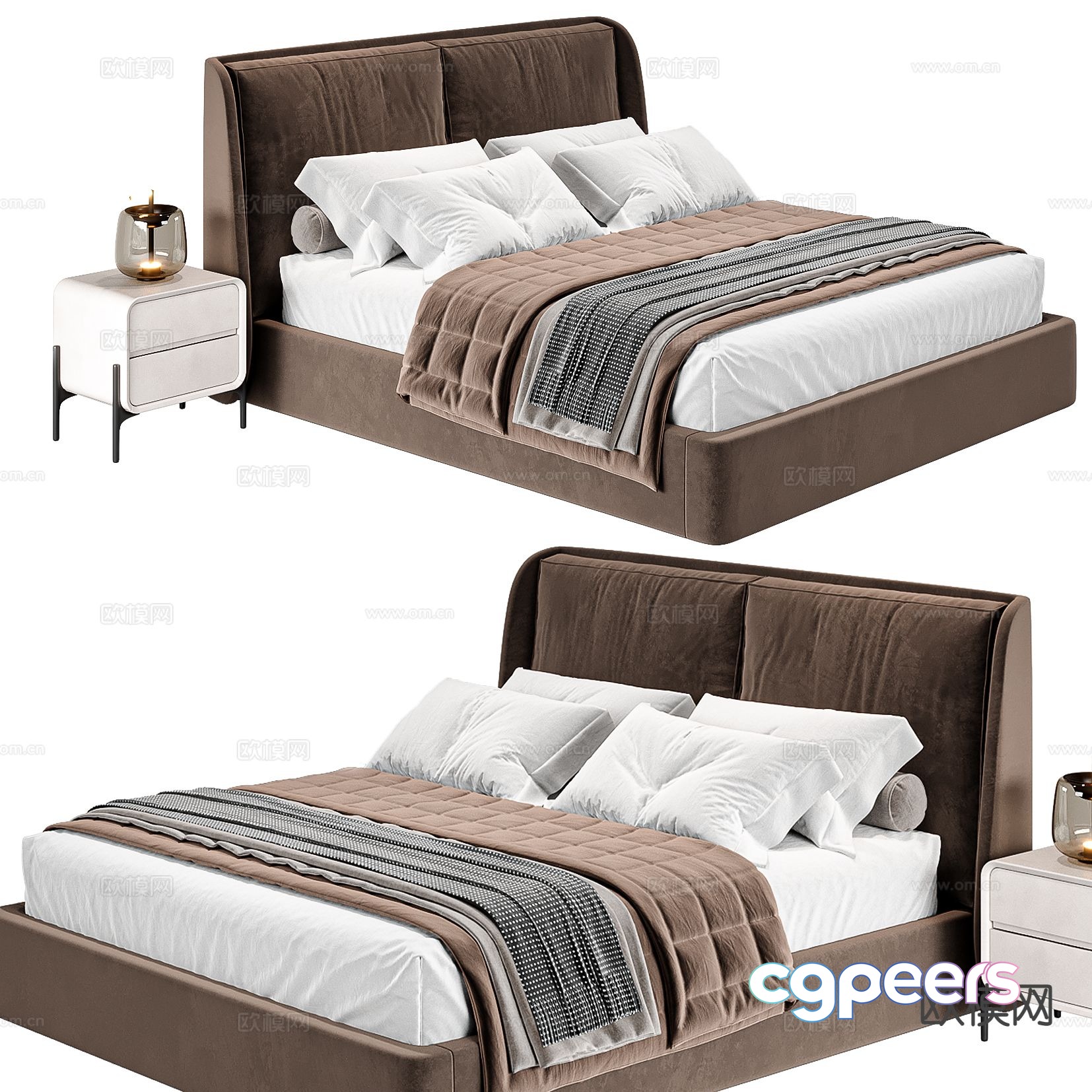Modern double bed 3d model Modern double bed 3d model