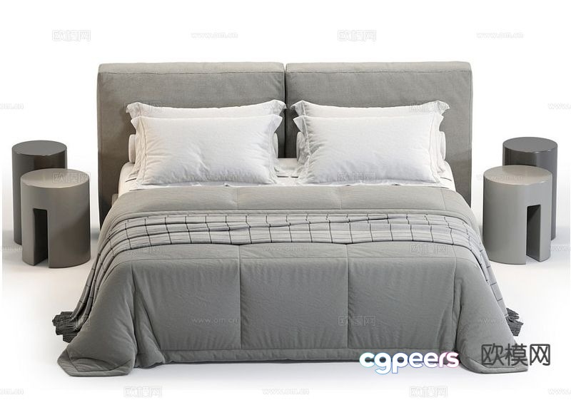 Modern double bed 3d model Modern double bed 3d model