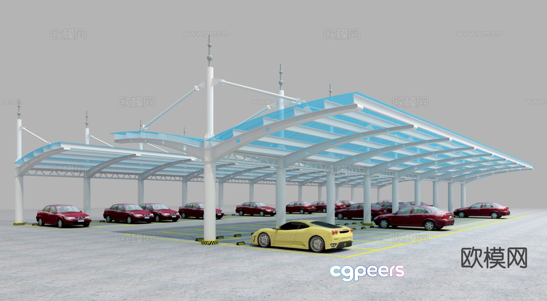 Outdoor parking shed parking space 3d model Outdoor parking shed parking space 3d model