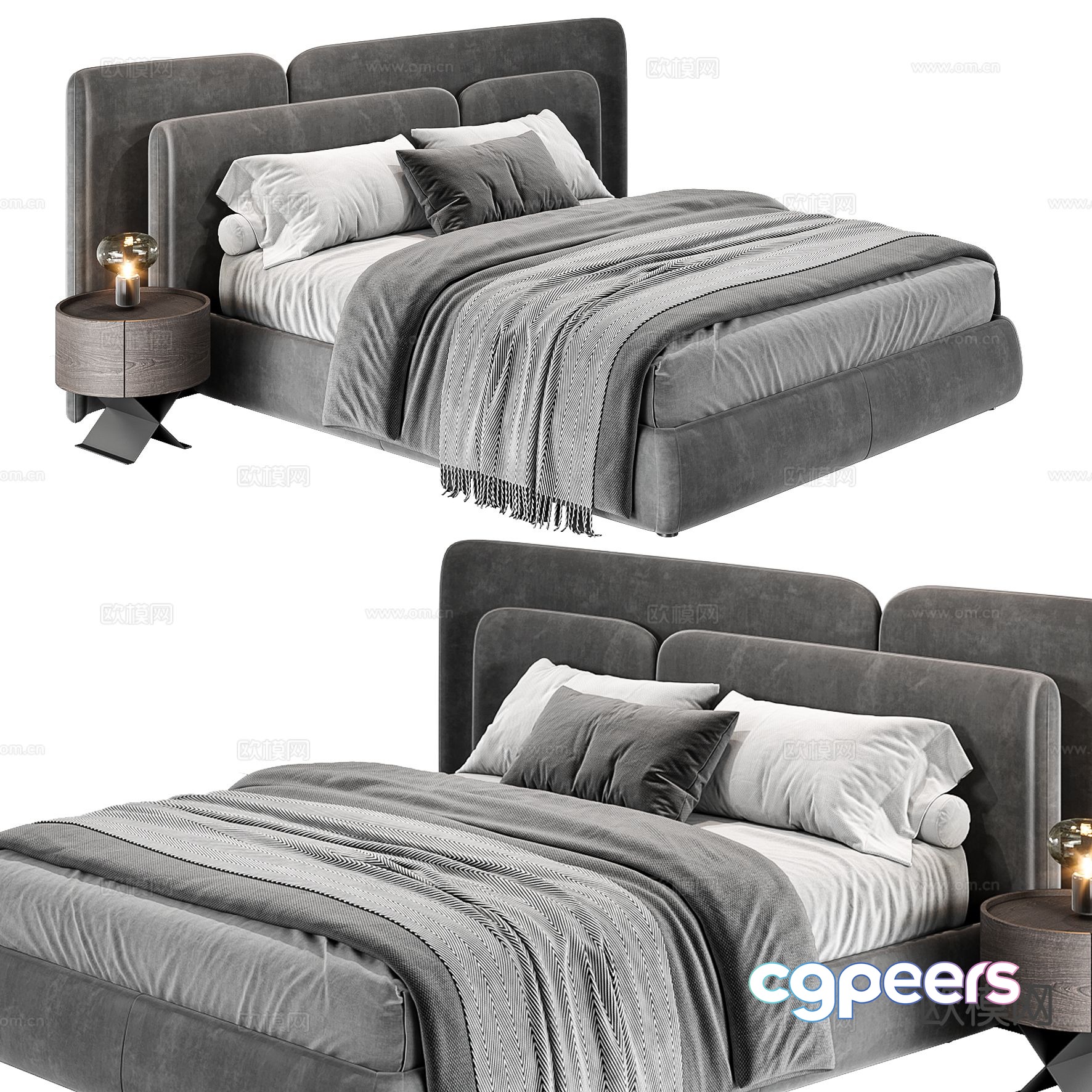Modern double bed 3d model Modern double bed 3d model
