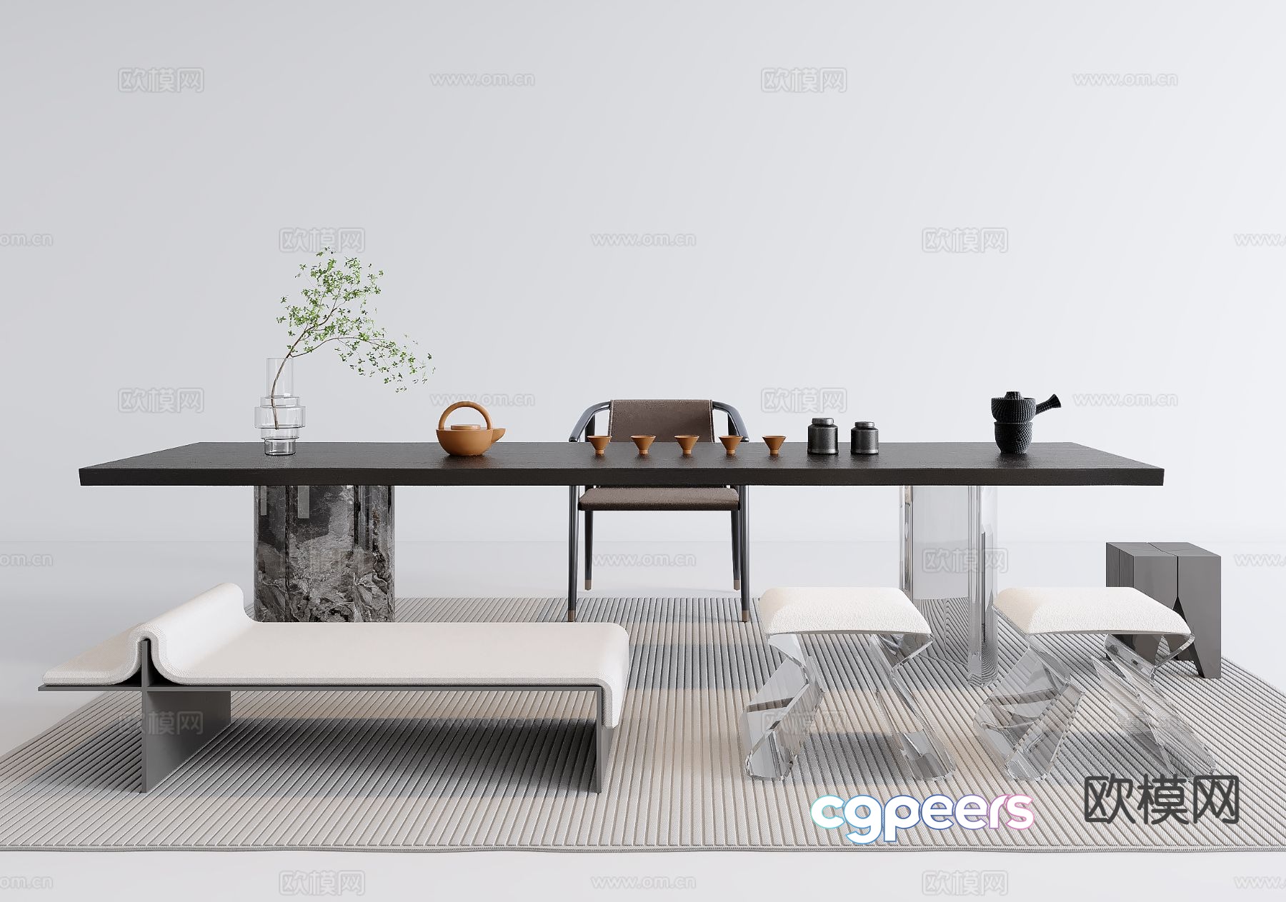 Modern tea table tea table 3d model Modern tea table tea table 3d model