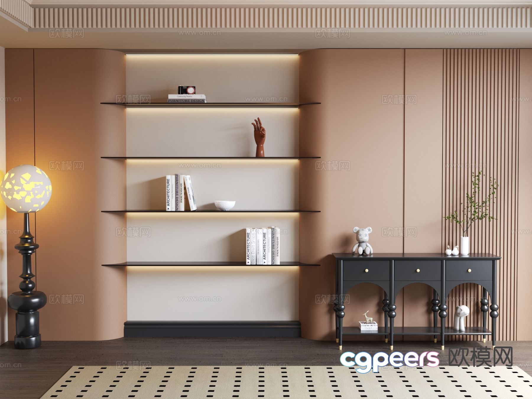 Italian bookcase display cabinet side cabinet 3d model Italian bookcase display cabinet side cabinet 3d model