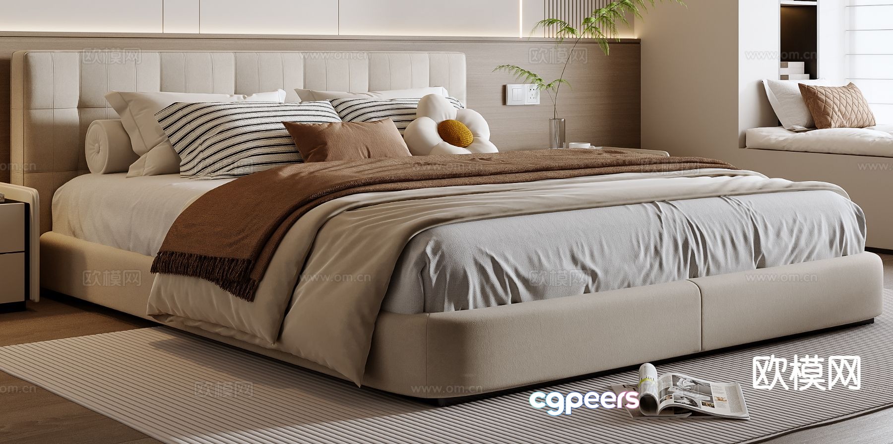 Modern double bed 3d model Modern double bed 3d model