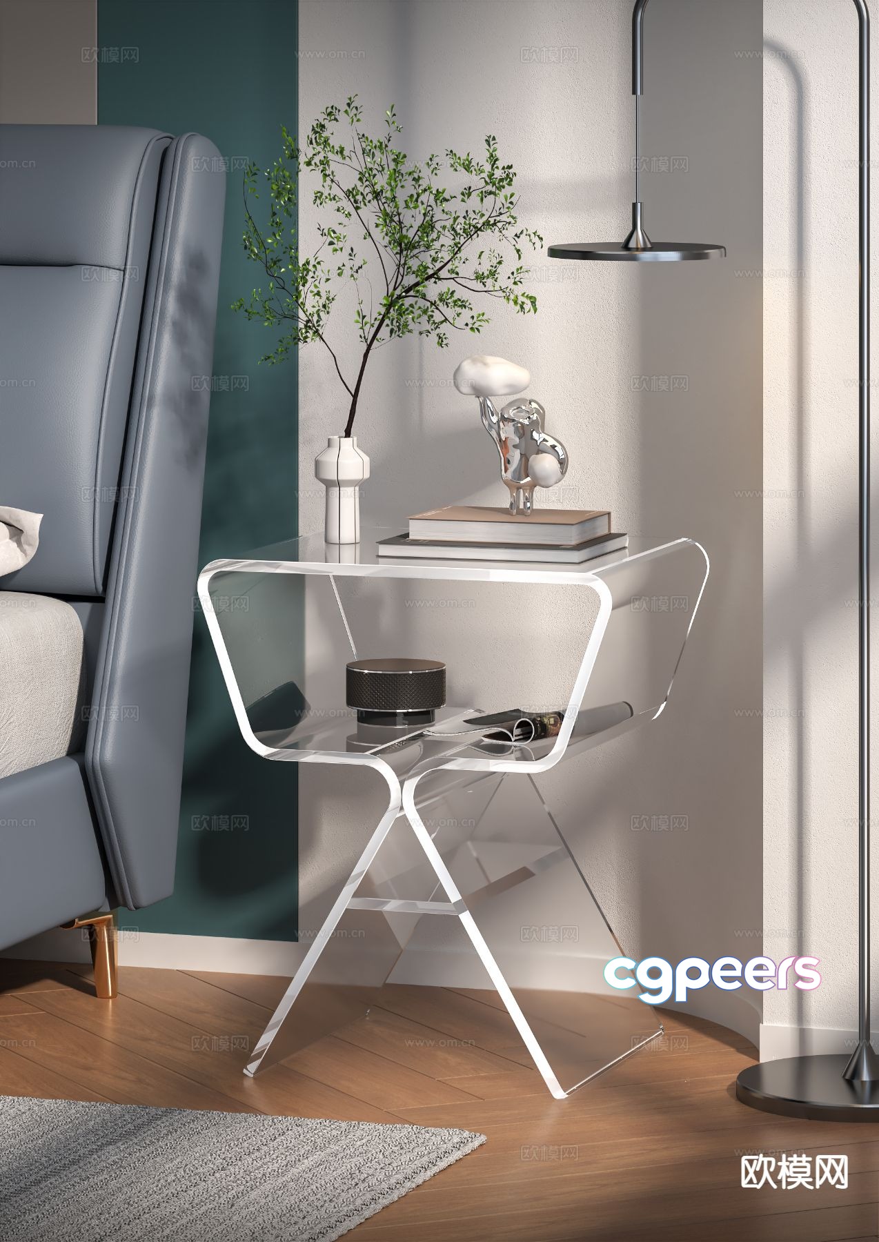 Acrylic bedside table 3d model Acrylic bedside table 3d model