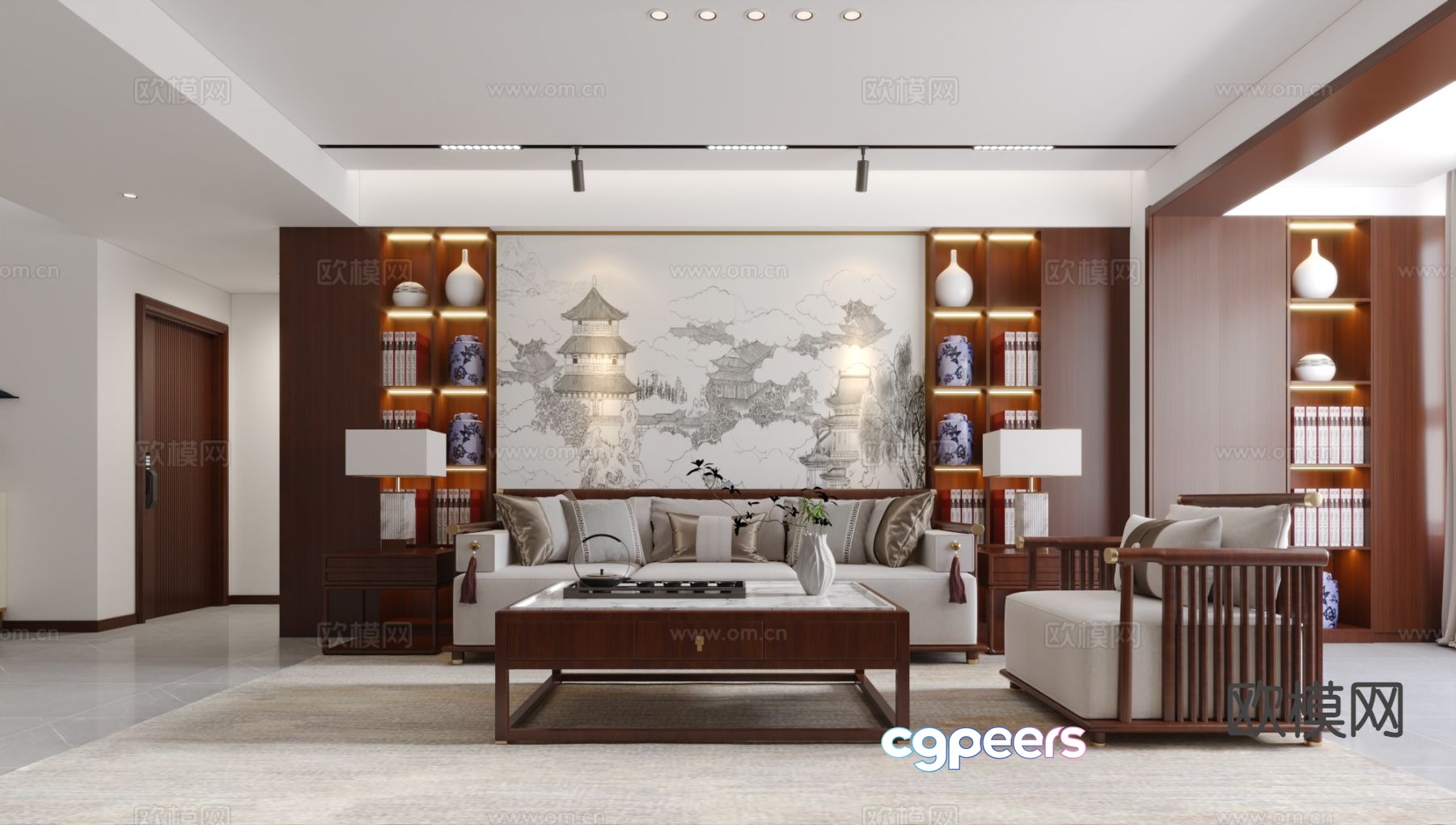 New Chinese style living room 3d model New Chinese style living room 3d model