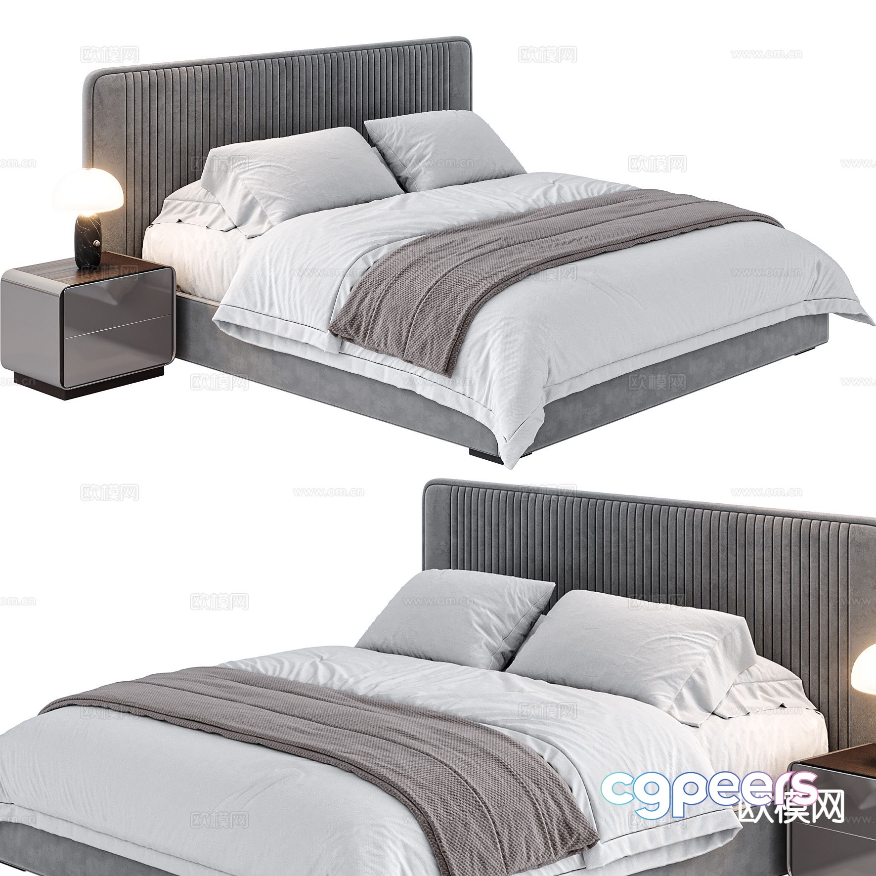 Modern double bed 3d model Modern double bed 3d model