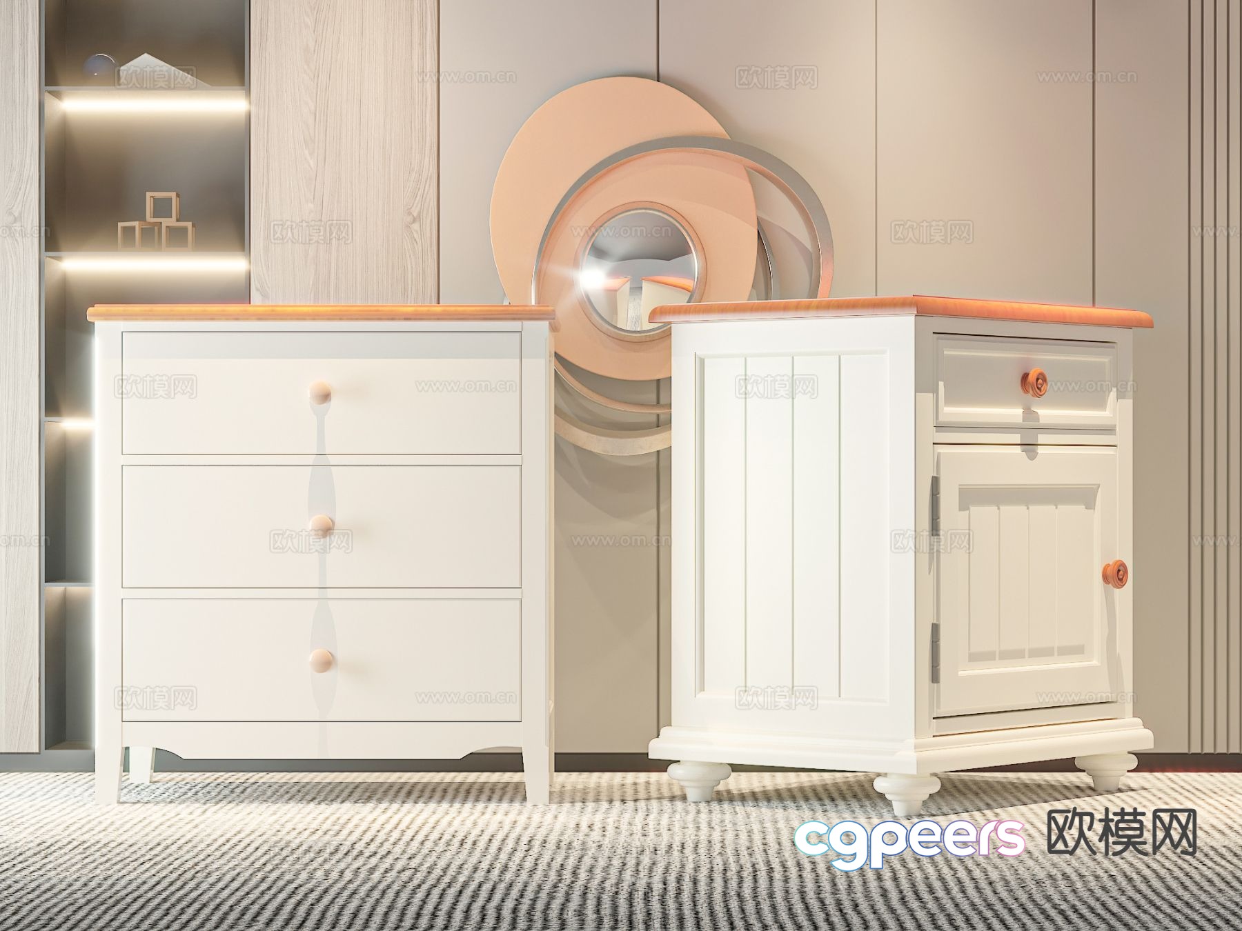 Simple European bedside table 3d model Simple European bedside table 3d model