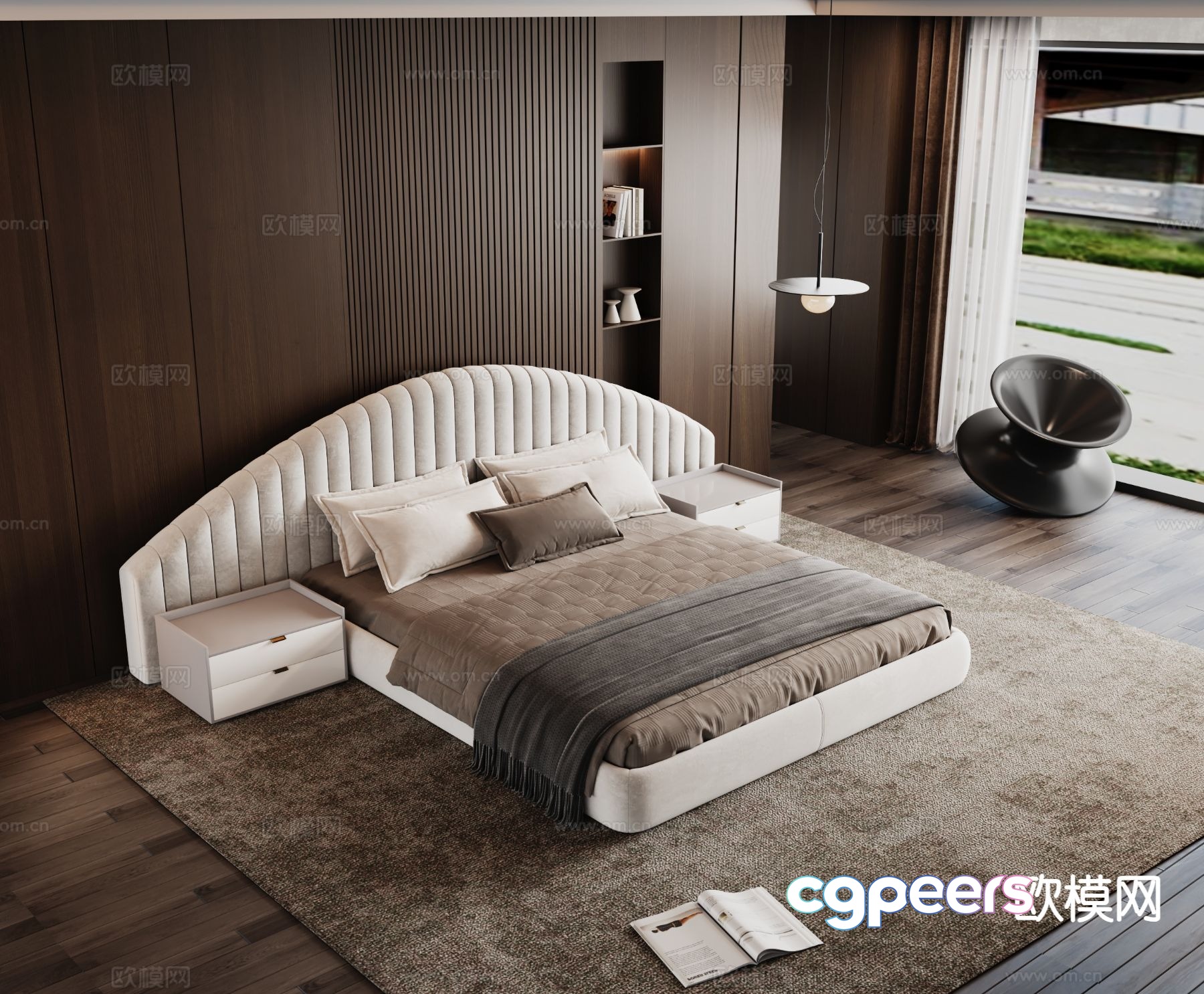 Modern double bed 3d model Modern double bed 3d model