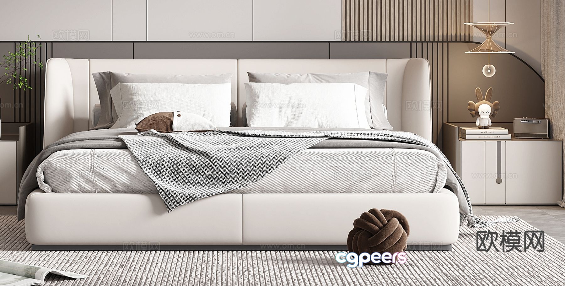 Modern double bed 3d model Modern double bed 3d model