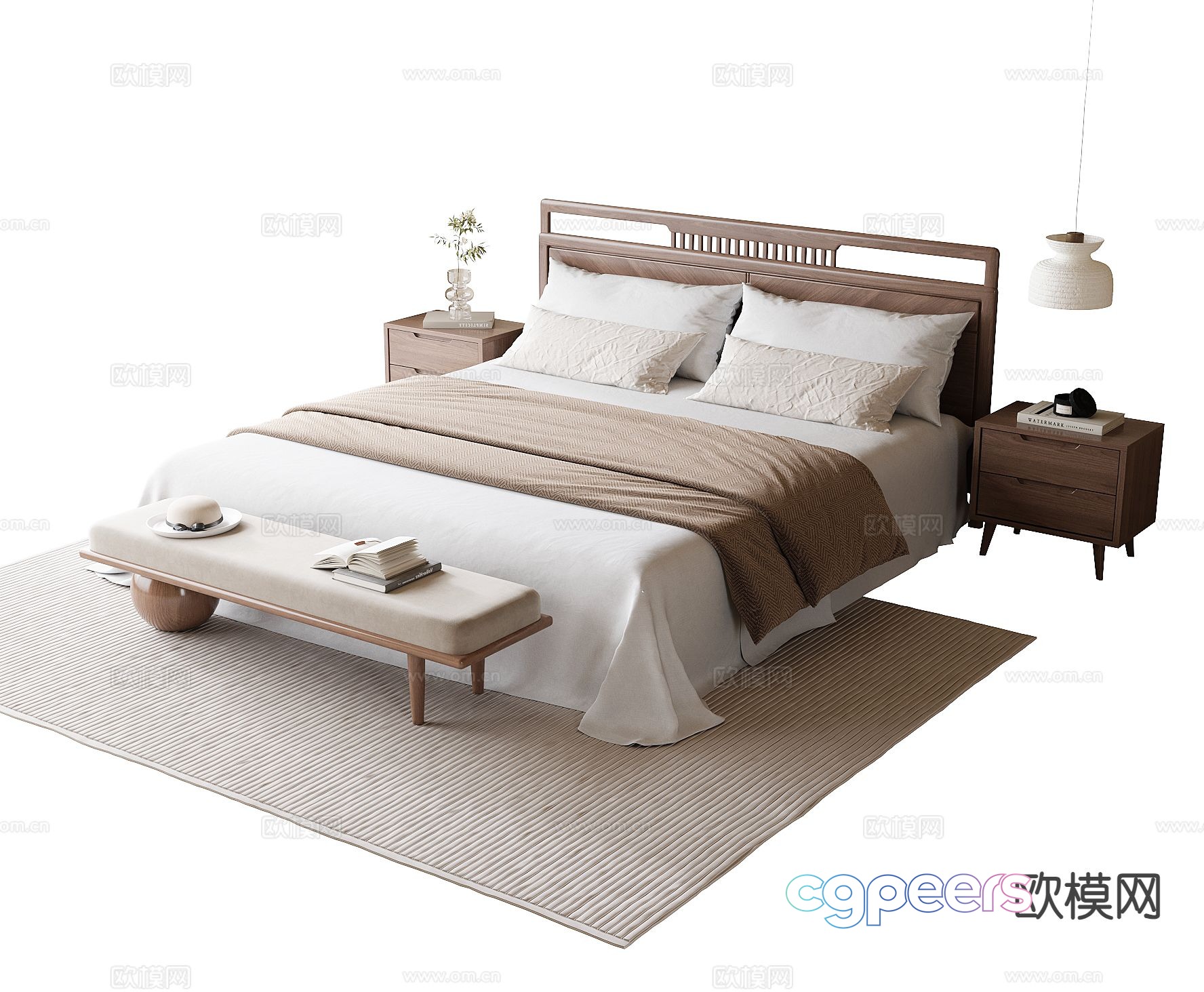 Wabi-sabi double bed 3d model Wabi-sabi double bed 3d model