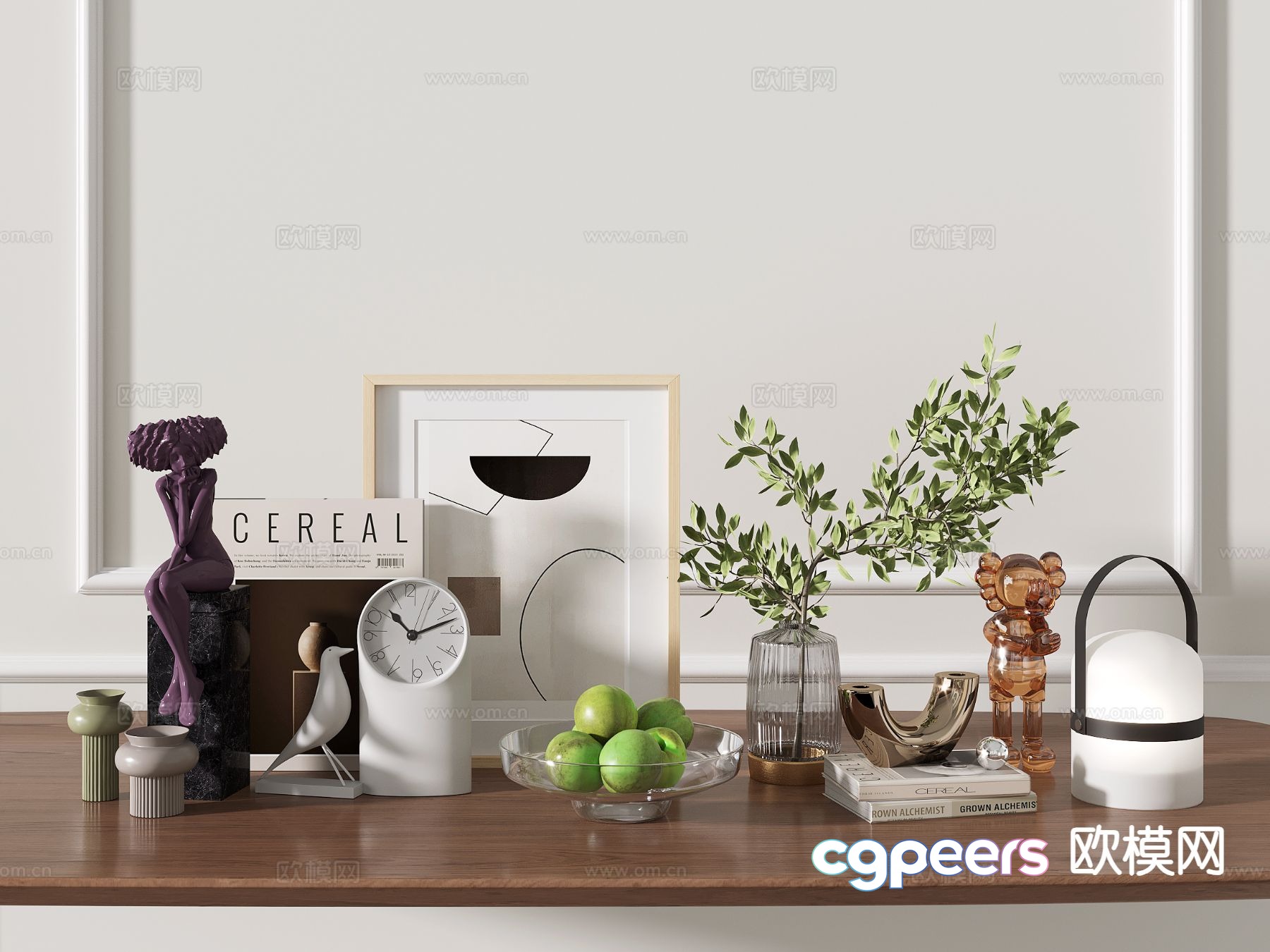 Modern decorations desktop ornaments paintings books 3D model Modern decorations desktop ornaments paintings books 3D model