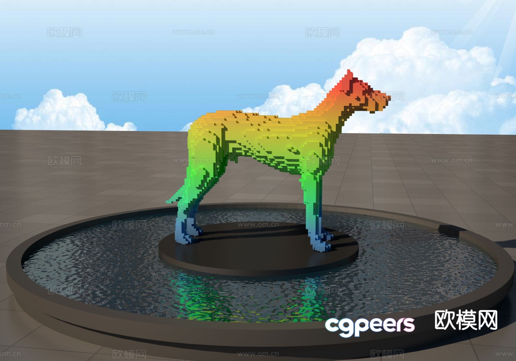 Pixel dog sculpture urban sculpture 3d model Pixel dog sculpture urban sculpture 3d model