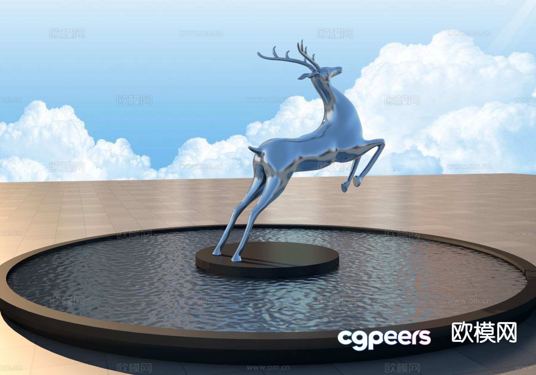 Running deer sculpture urban sculpture 3d model Running deer sculpture urban sculpture 3d model