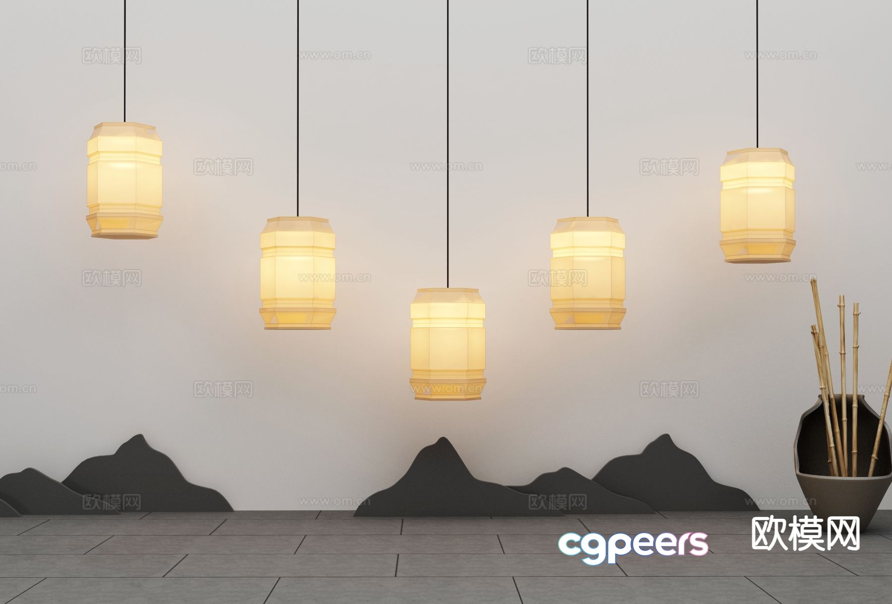 New Chinese style chandelier 3d model New Chinese style chandelier 3d model