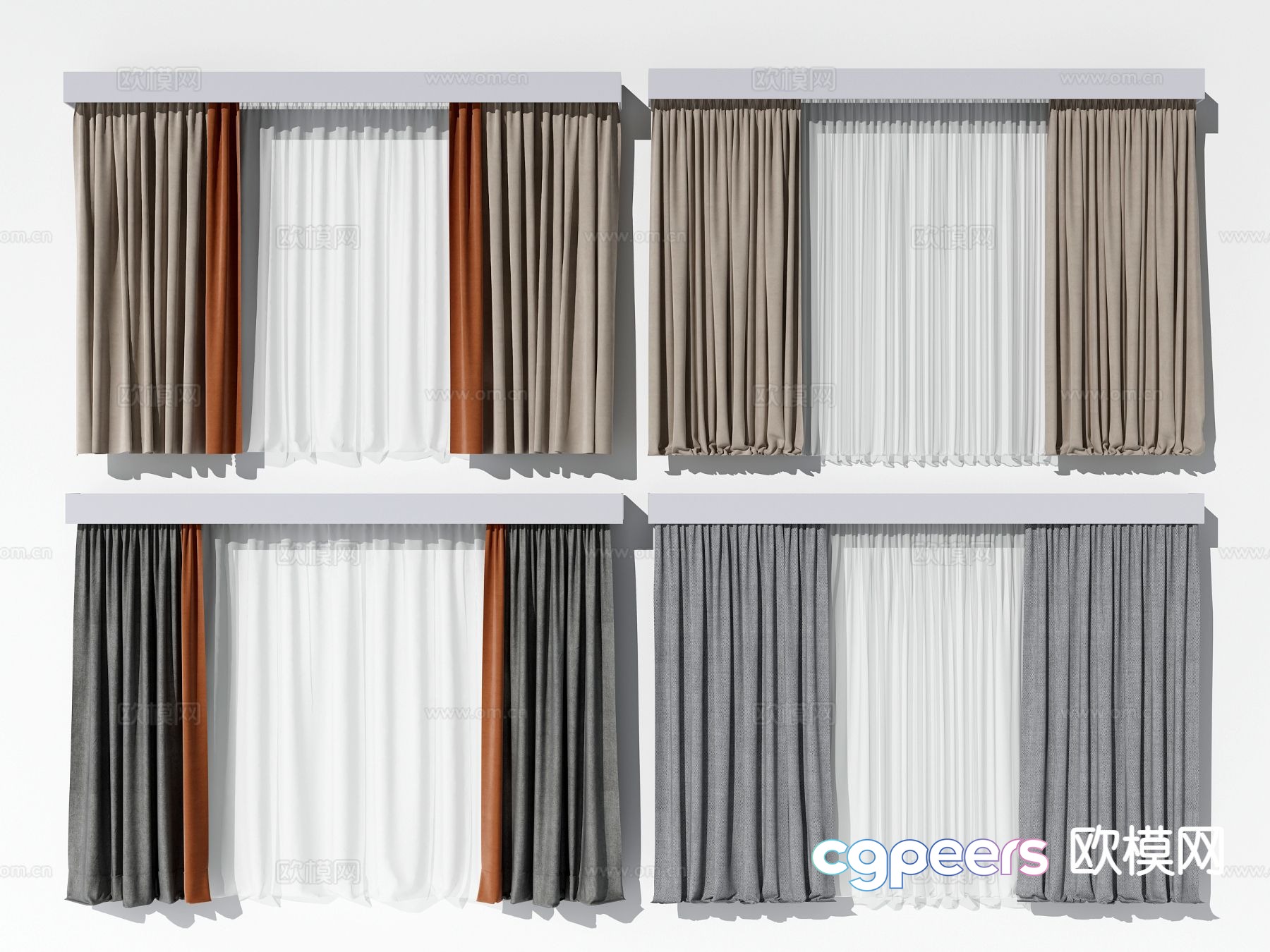 Contrast color curtains screens curtains 3D model Contrast color curtains screens curtains 3D model