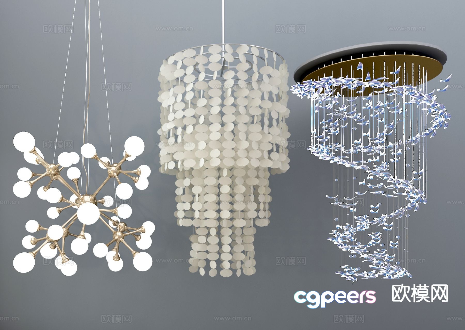 Light luxury chandelier hall chandelier 3d model Light luxury chandelier hall chandelier 3d model