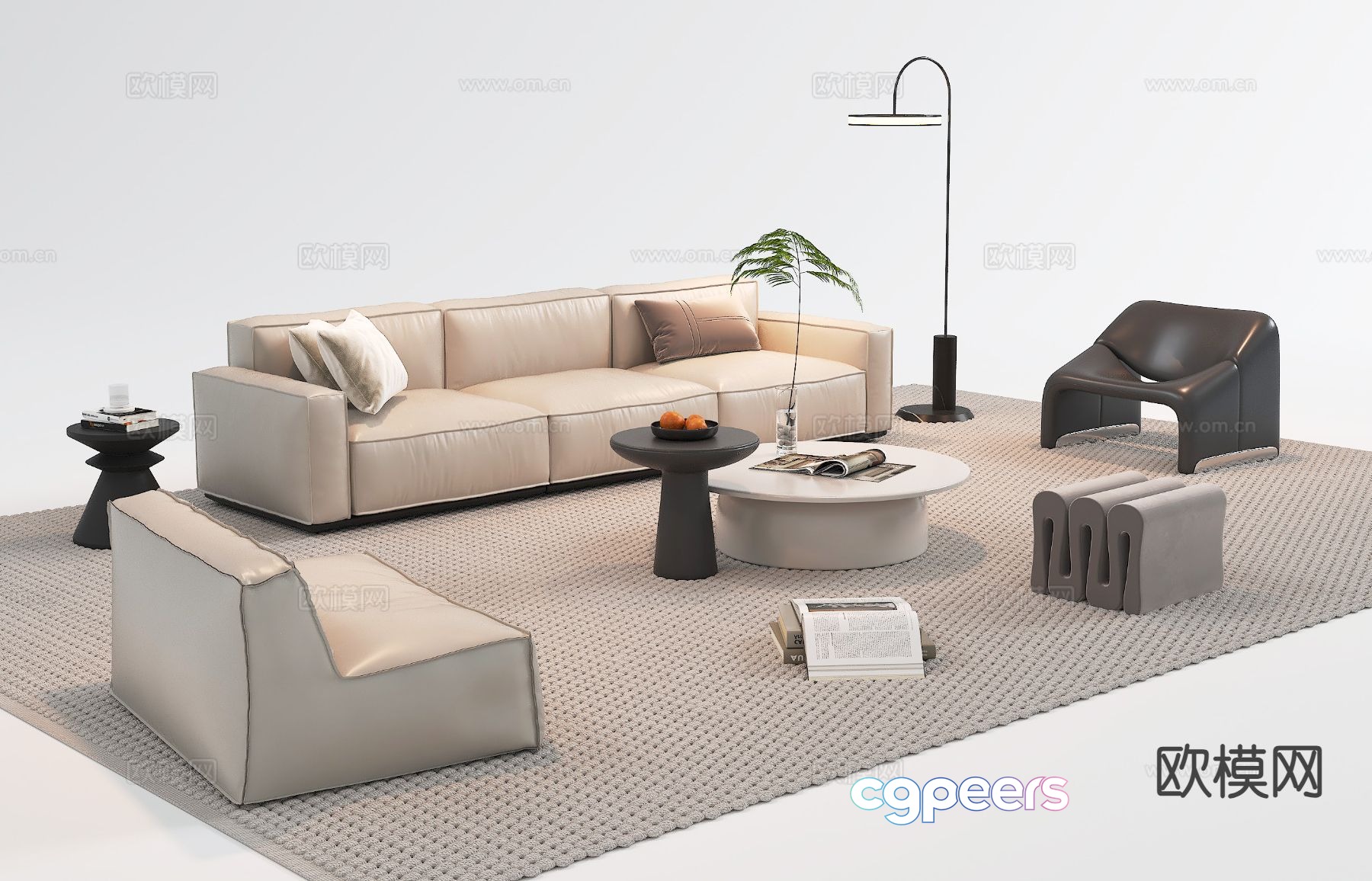 Modern sectional sofa 3d model Modern sectional sofa 3d model