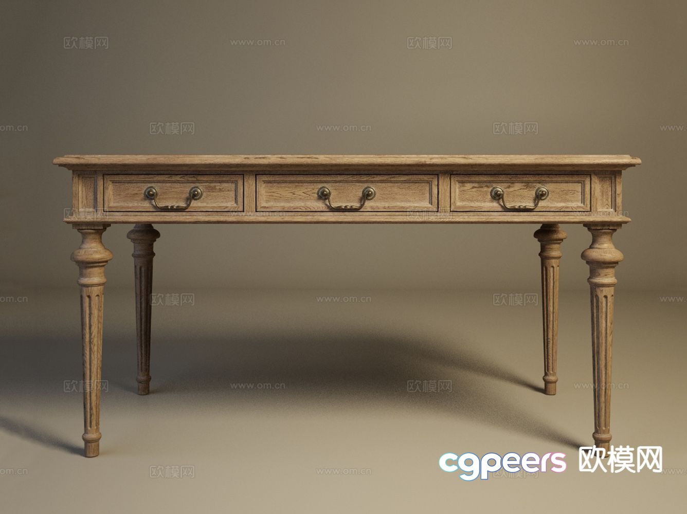 American desk study table computer desk 3d model American desk study table computer desk 3d model