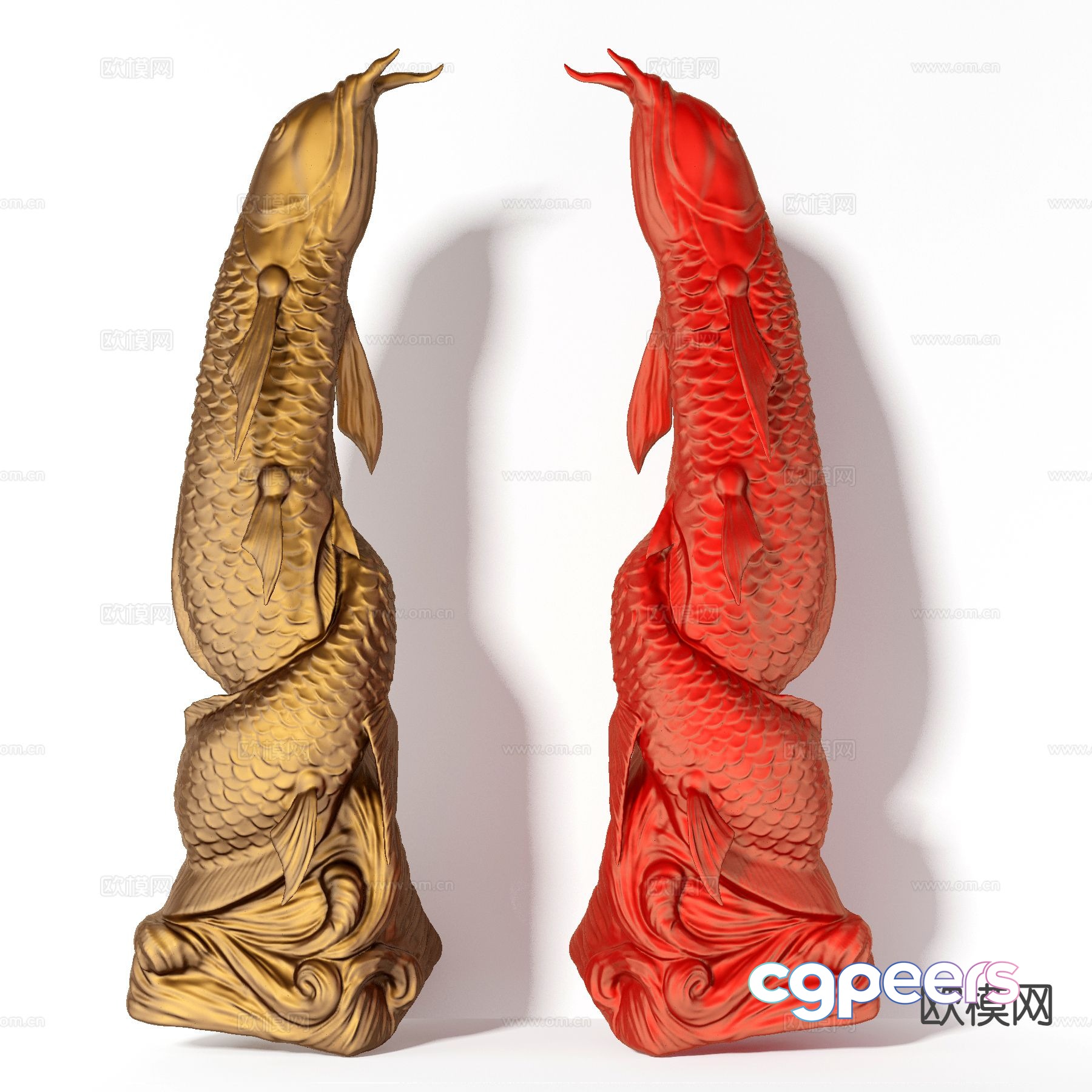 Chinese carp sculpture statue furnishings 3d model Chinese carp sculpture statue furnishings 3d model