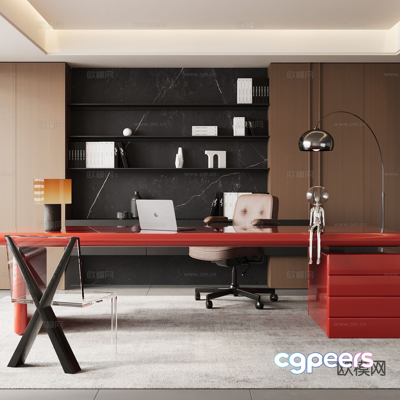 Modern study room 3d model Modern study room 3d model
